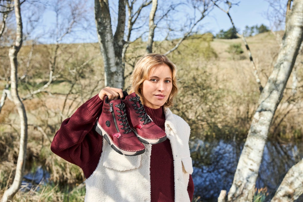 Rieker Winterboots  Schnürstiefelette, Schnürboots mit Textil-Besatz am Schaftrand