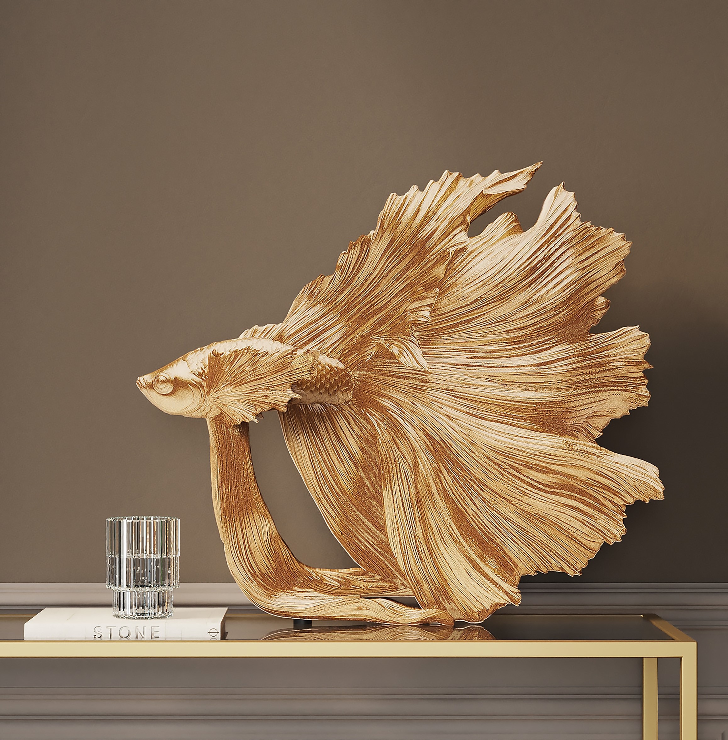 Kare Design Figurine de décoration »Deko Figur Betta Fish Gold Klein«