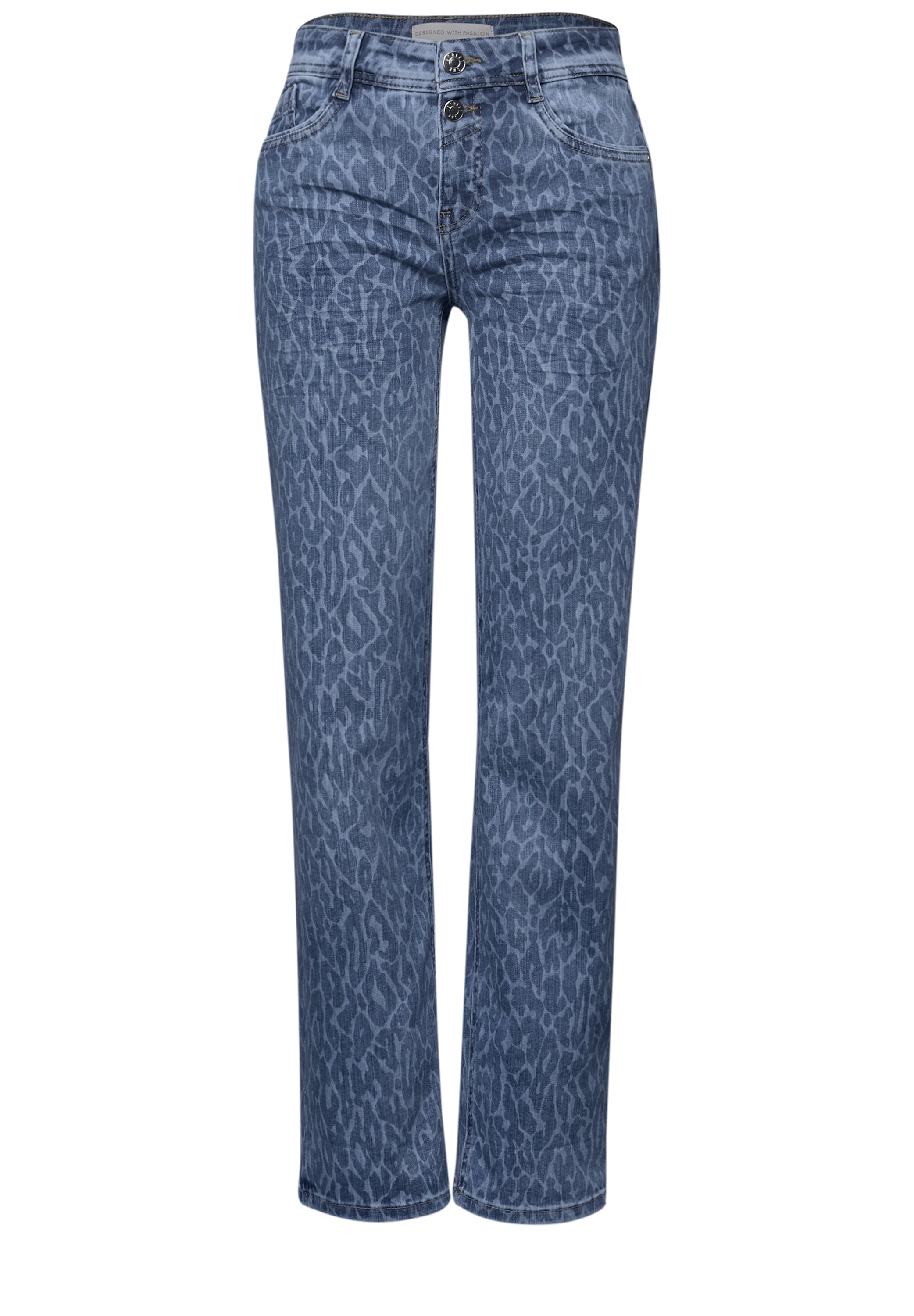 STREET ONE Jeans droit »Style Amalia Straight Leg« mit einem gelaserten Leo‑Muster