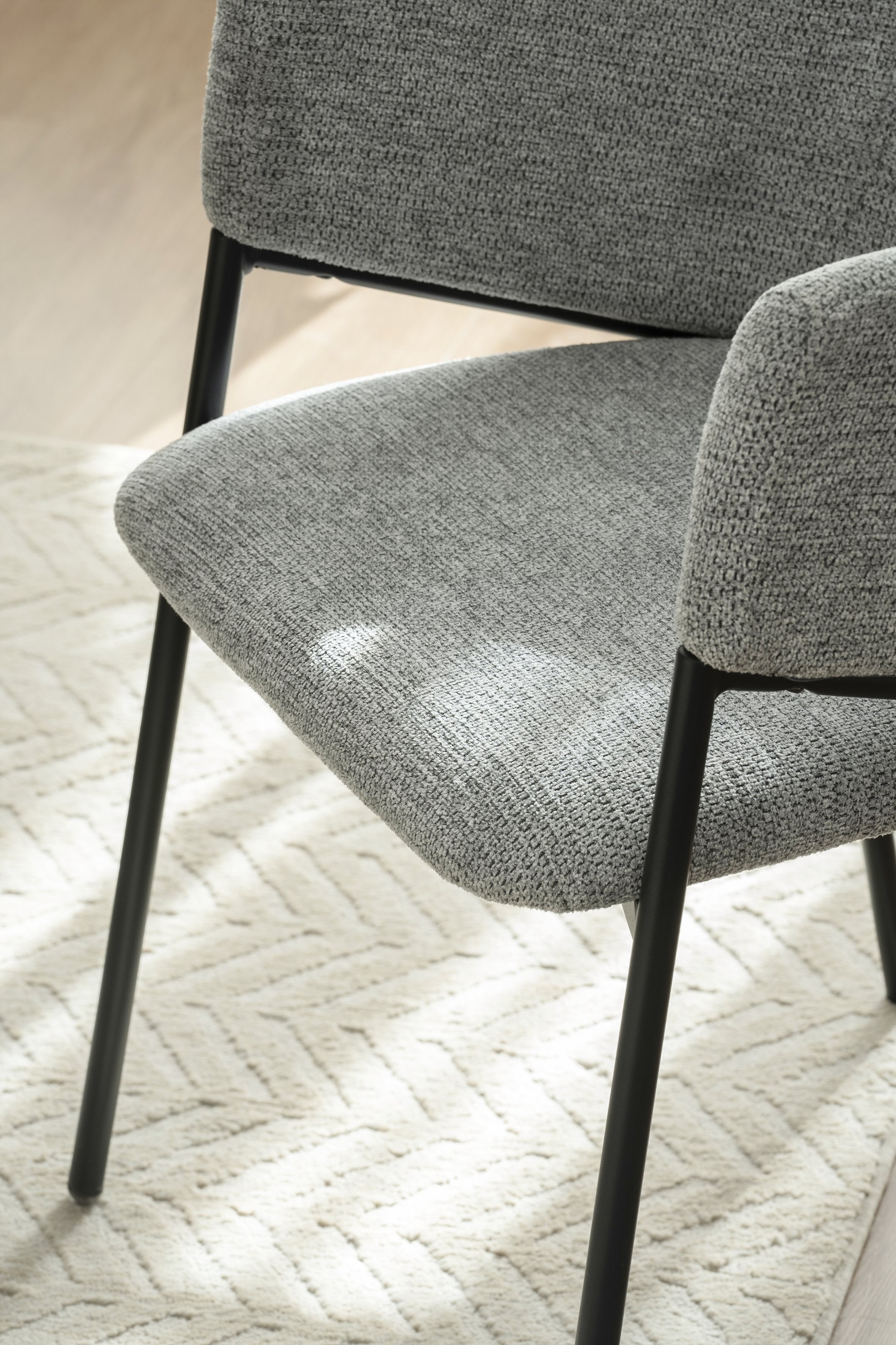 byLIVING Chaise de salle à manger »YORK« (Ensemble) 2 cuisStrukturstoff in grau, bis 110 kg, Schaumstoff, 4-Fussgestell