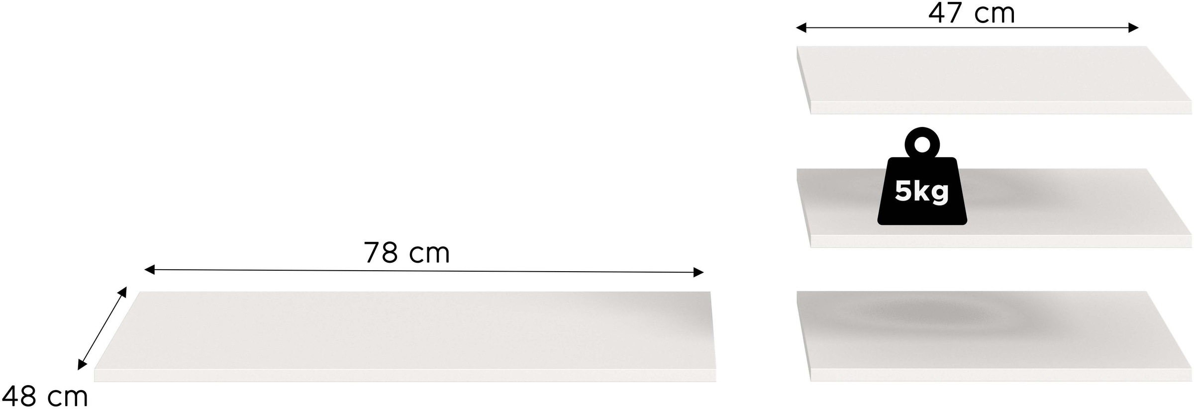 Home affaire Tablette de rangement »BENDINGO, 4er Set Einlegeböden, Breite: 78cm & 47cm« 1 Boden in 78 cm Breite & 3 Böden in 47 cm Breite