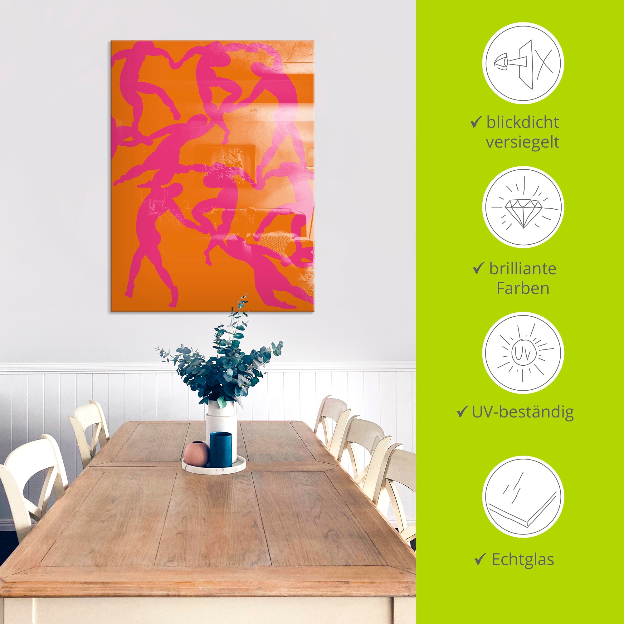 Artland Glasbild »Matisse - Der Tanz in pink-orange« Gruppen & Familien 1 Stk. tlg. in verschiedenen Grössen