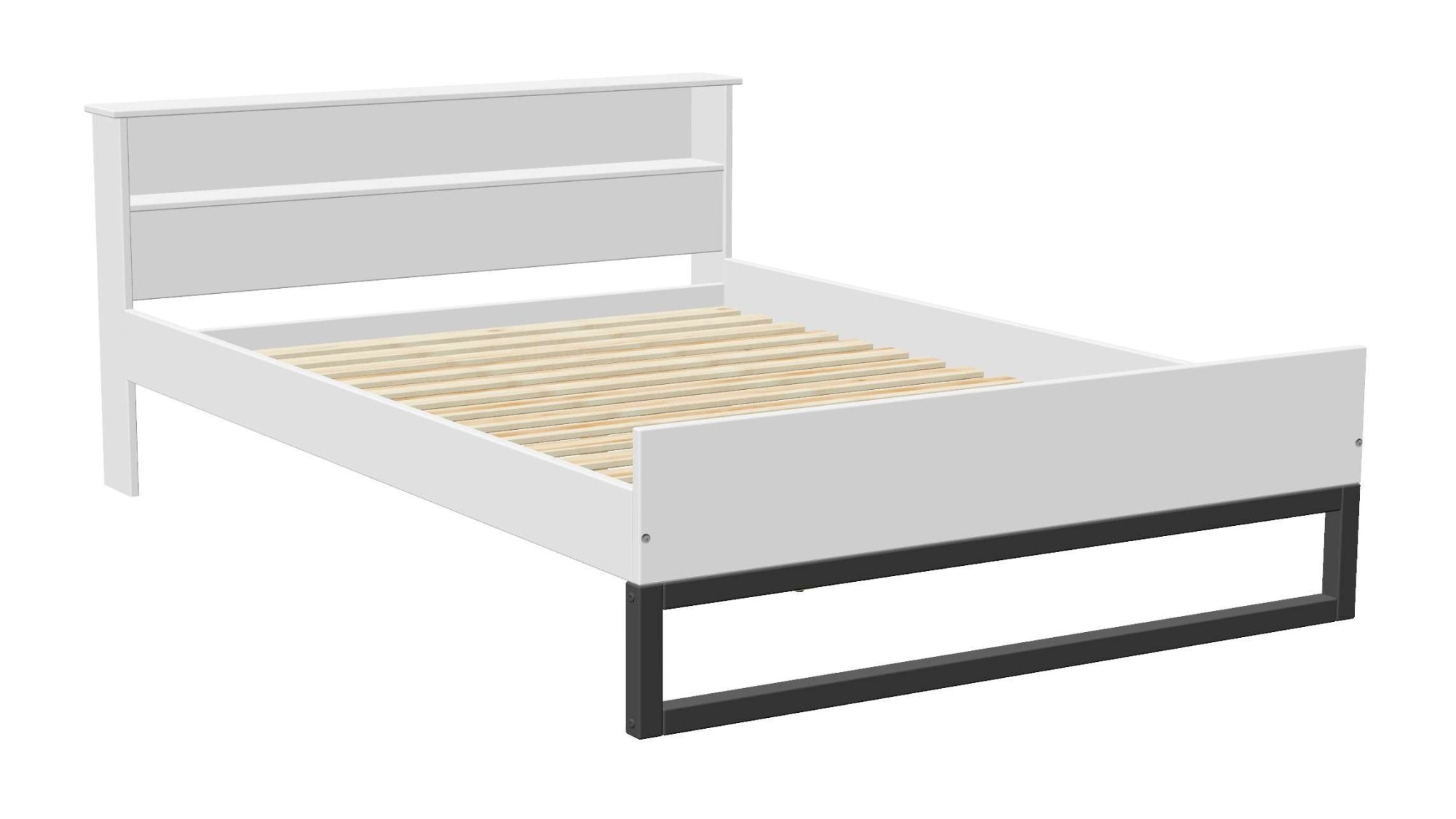 GOODproduct Massivholzbett »Pannor, Industrial Design, mit Regal, Lattenrost inklusive« Liegefläche Breite 140 oder 180cm,  Kufengestell, bis 200 kg belastbar, FSC-zertifiziert, Made in EU