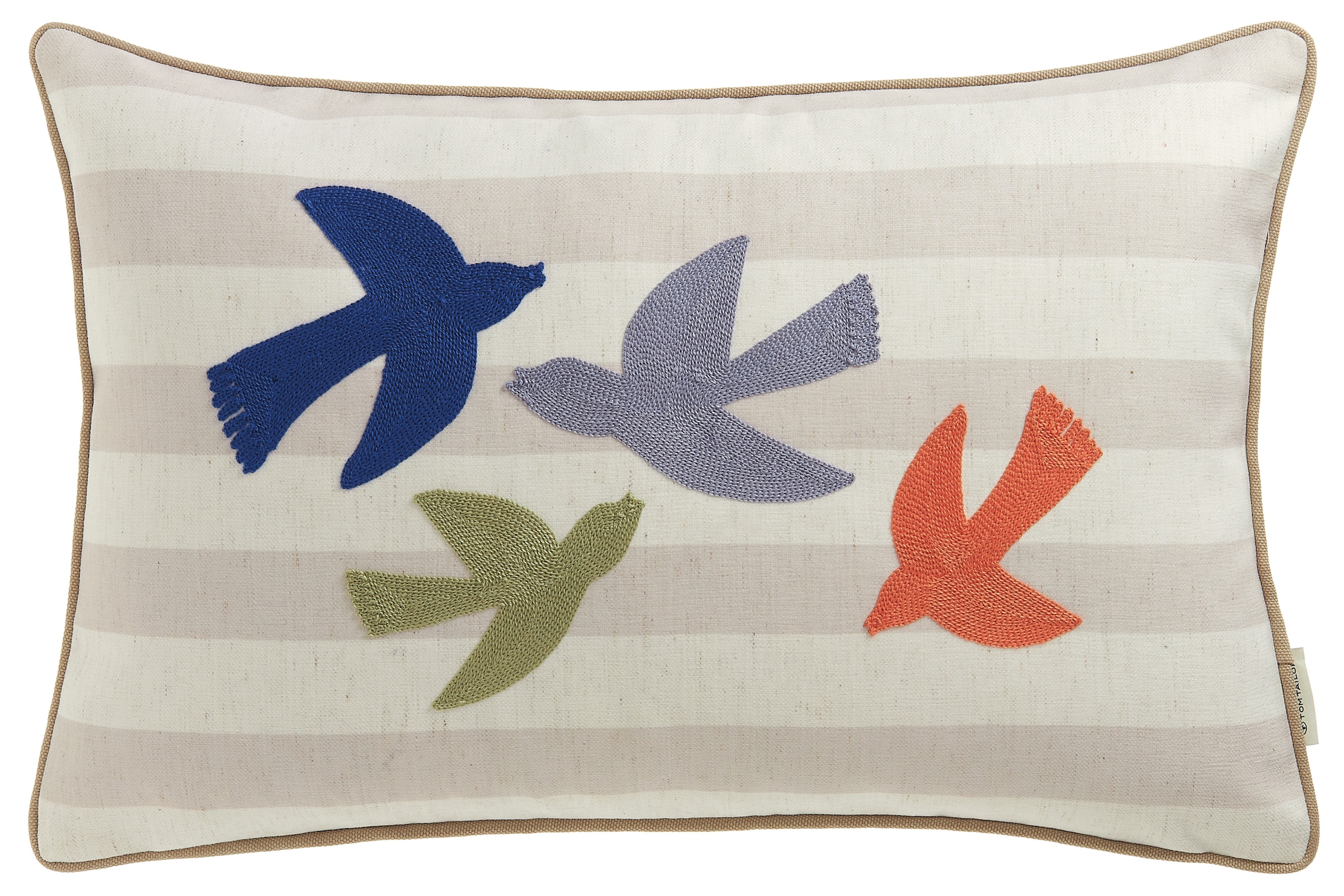 Image of TOM TAILOR HOME Dekokissen "Birds" bestickt, mit Naturfaseranteil