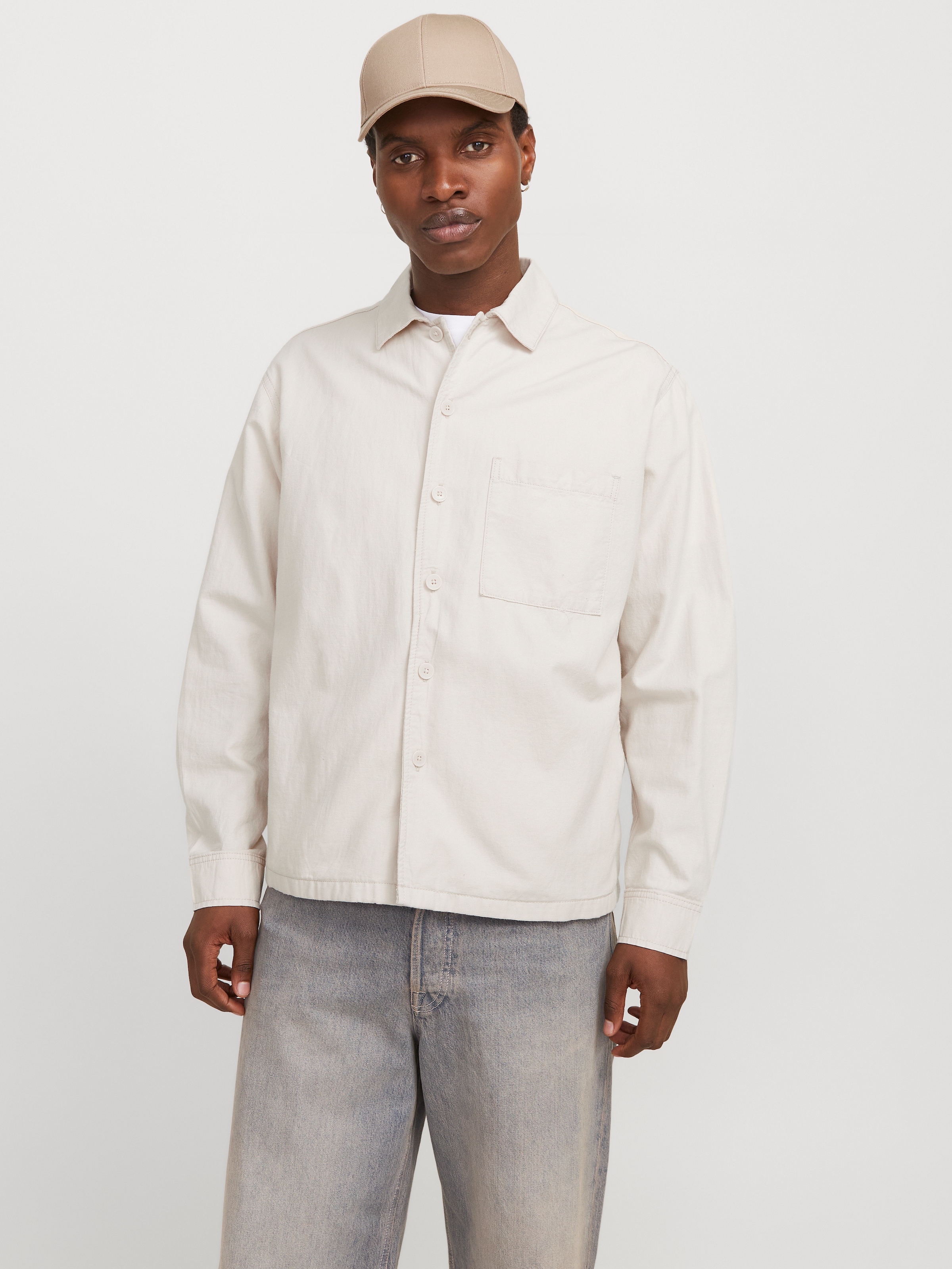 Image of Jack & Jones Langarmhemd "JJEURBAN EDGE OVERSHIRT LS SN" mit Hemdkragen