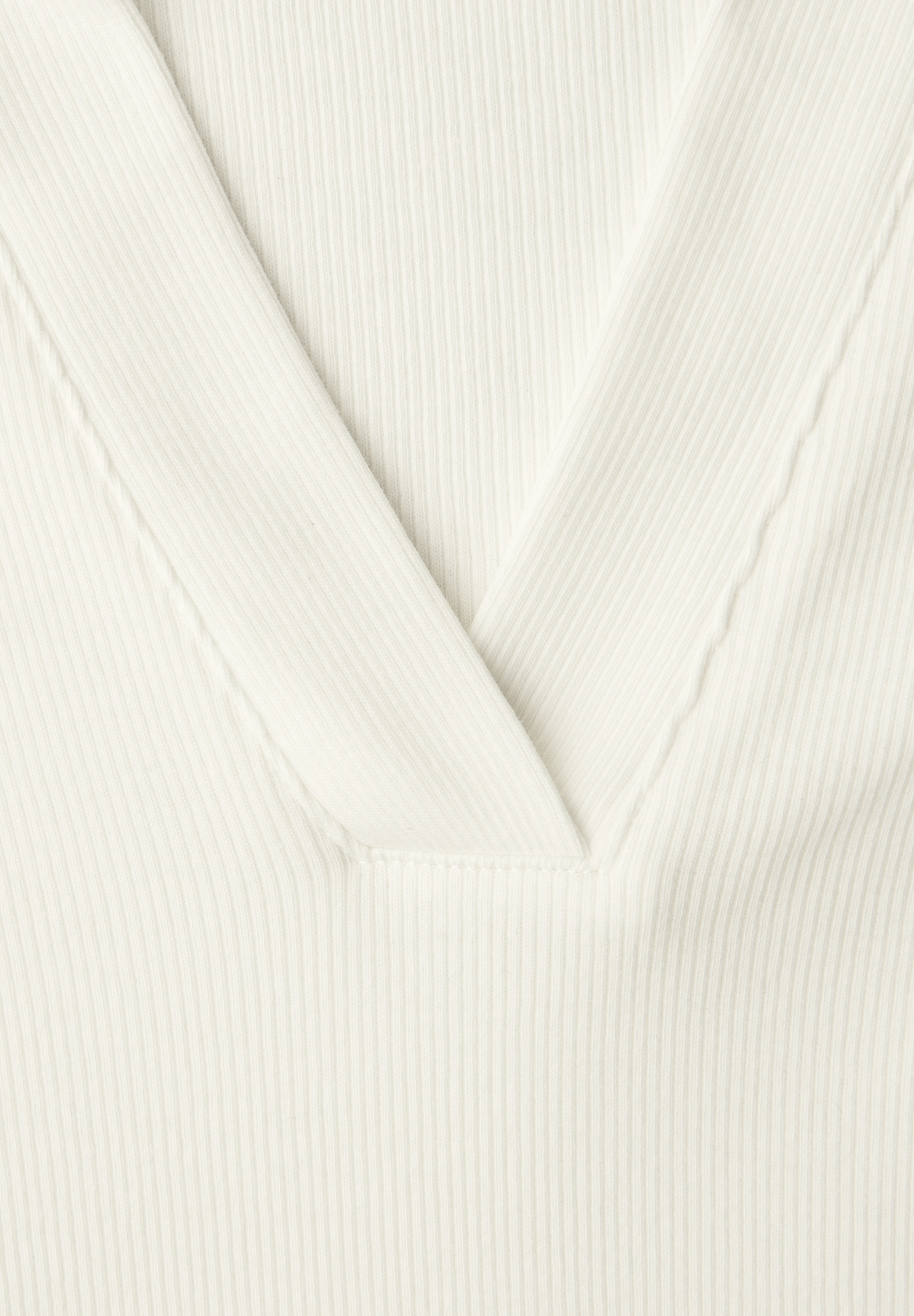 STREET ONE Langarm-Poloshirt in Melange-Optik und mit Ripp-Struktur