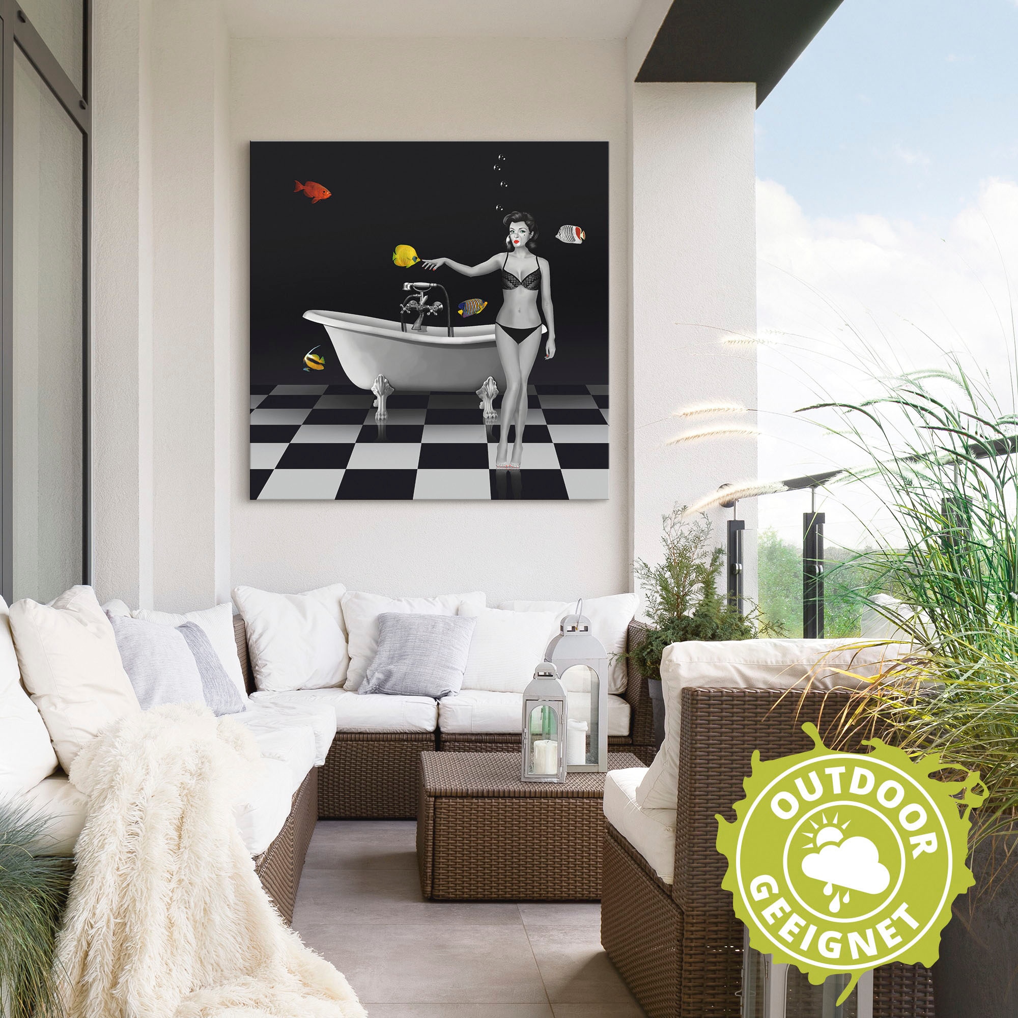 Artland Wandbild »Ein Badezimmer für Fische«, Frau, (1 St.), als Alubild, Outdoorbild, Leinwandbild in verschied. Grössen