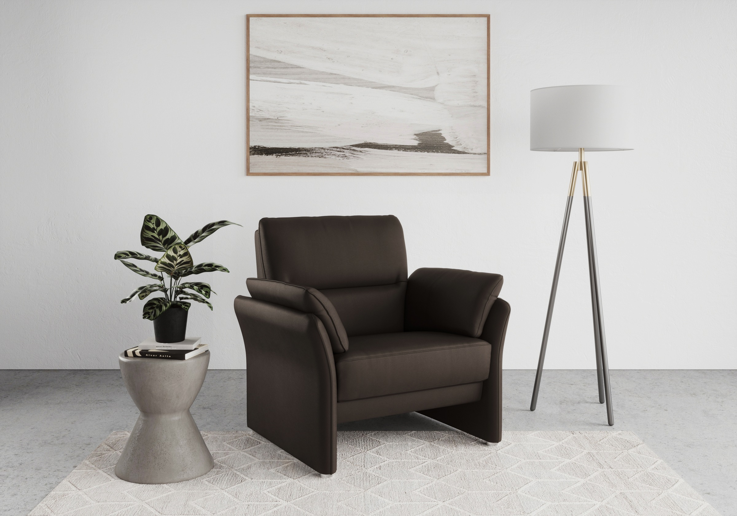 Image of DOMO collection Sessel "Pina elegant und zeitloser Clubsessel, bequemer Cocktailsessel" Hoher Sitzkomfort, Luxus-Microfaser Lederoptik, braun