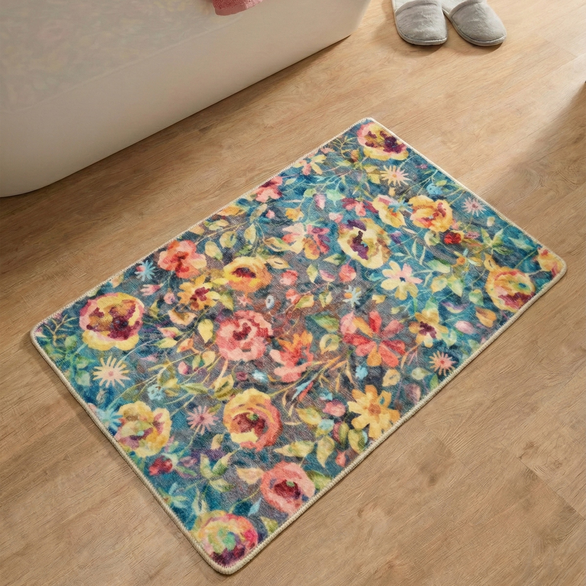Image of Gino Falcone Badematte "Aquata GF-157" Höhe 5 mm rutschhemmend beschichtet fussbodenheizungsgeeignet bedruckt, Blumen Design