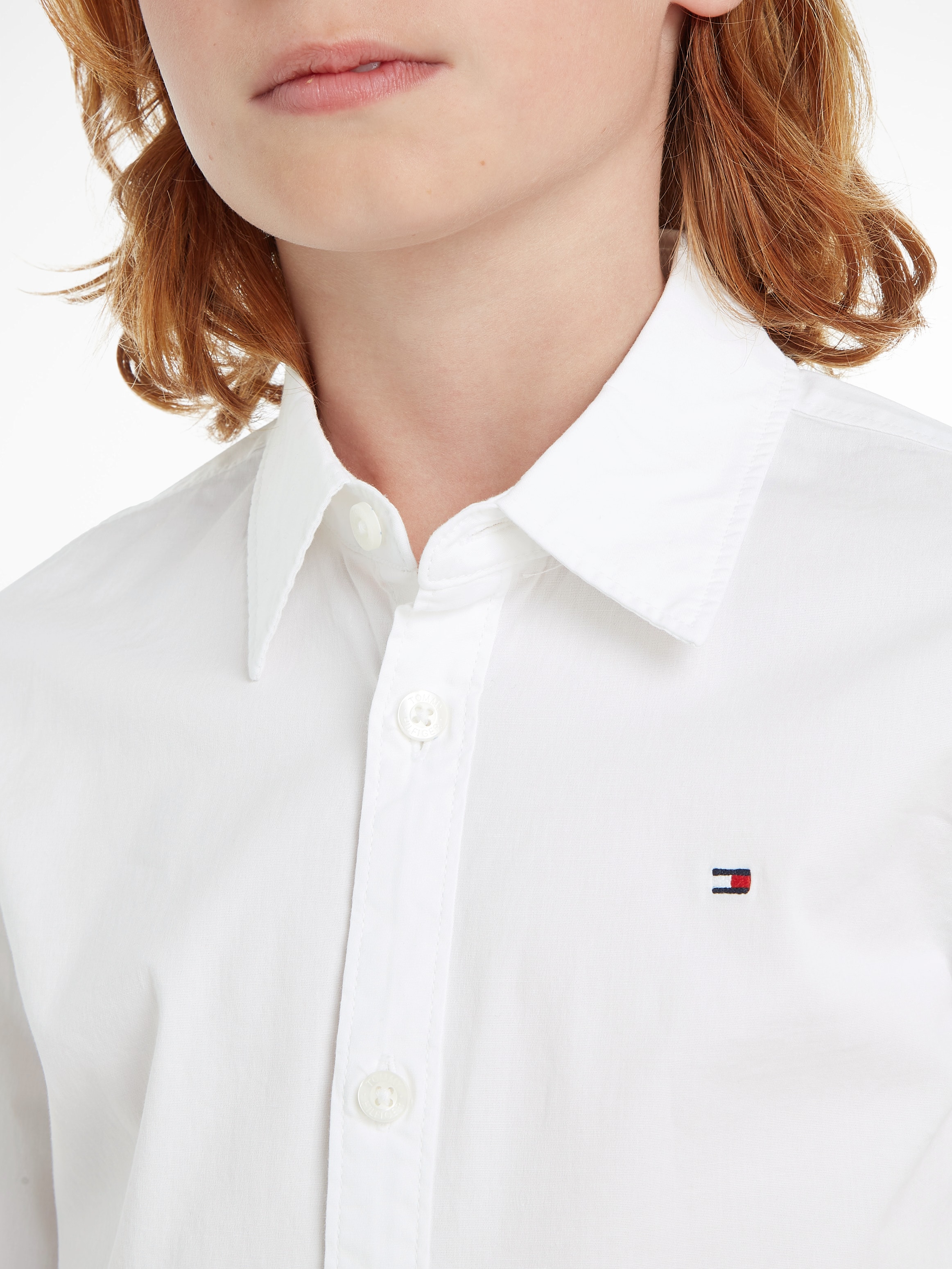 ♕ Tommy Hilfiger Langarmhemd »SOLID STRETCH POPLIN SHIRT L/S«, für Jungen  versandkostenfrei auf