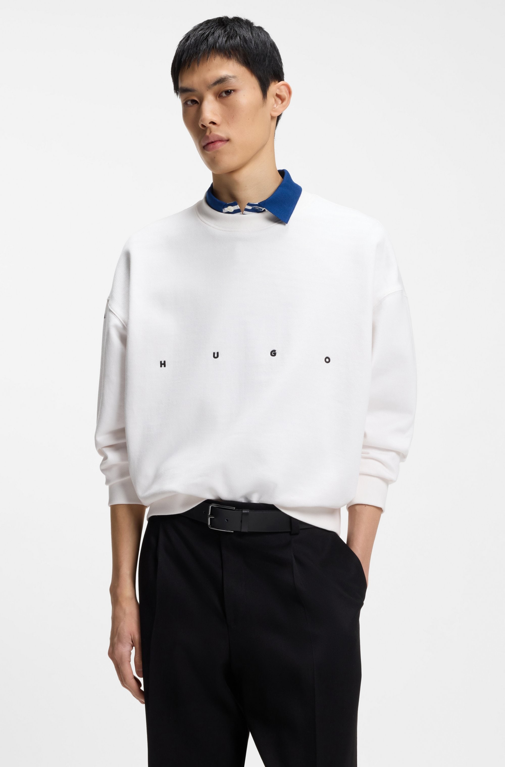 HUGO Ceinture en cuir »Gerik_Sz35« mit Logoprägung und kontrastfarbende Detailnaht