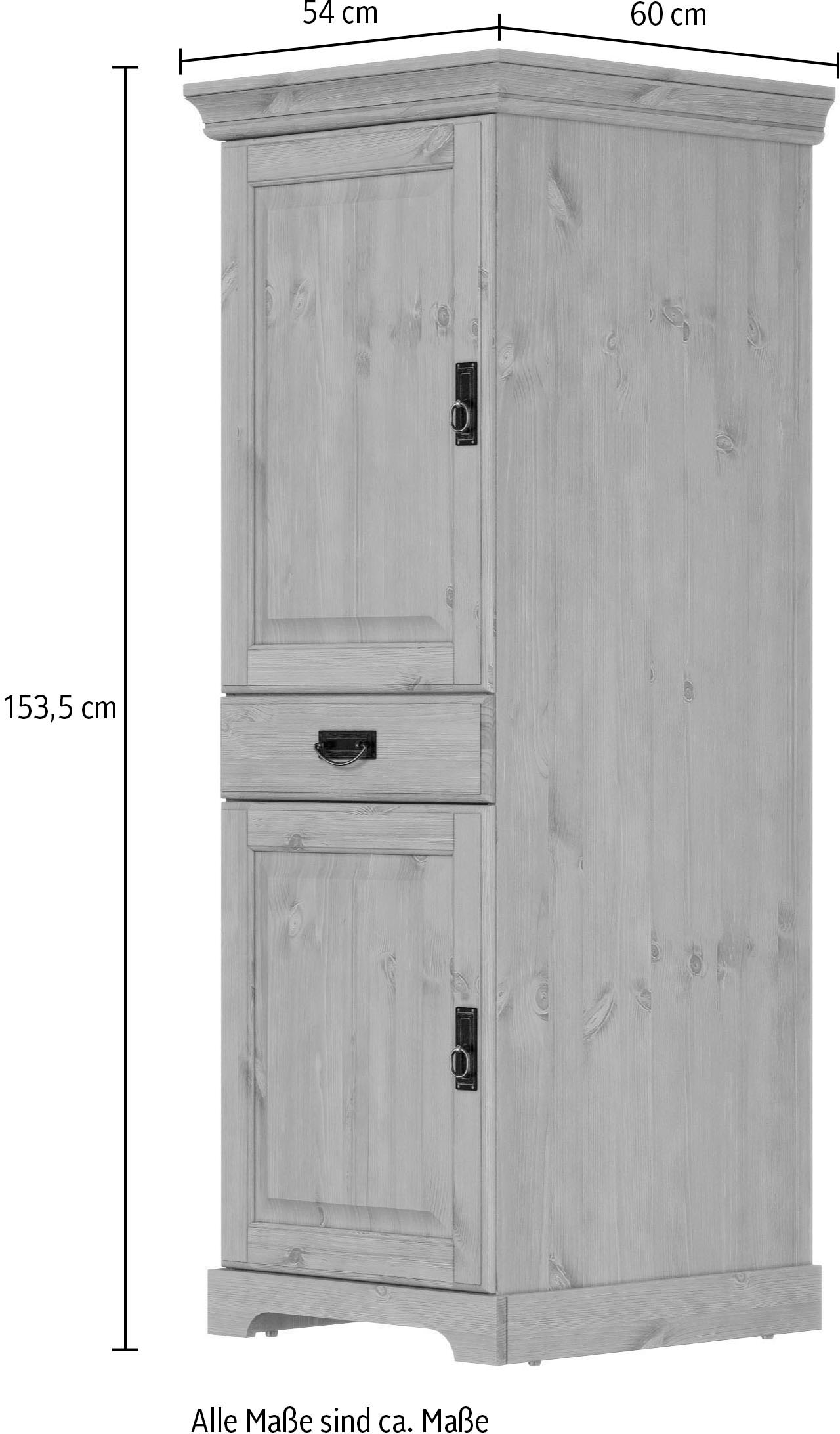 GOODproduct Vorratsschrank »Rügen« Breite 47 cm, Kiefer massiv, 2 Türen, 1 Schubkasten