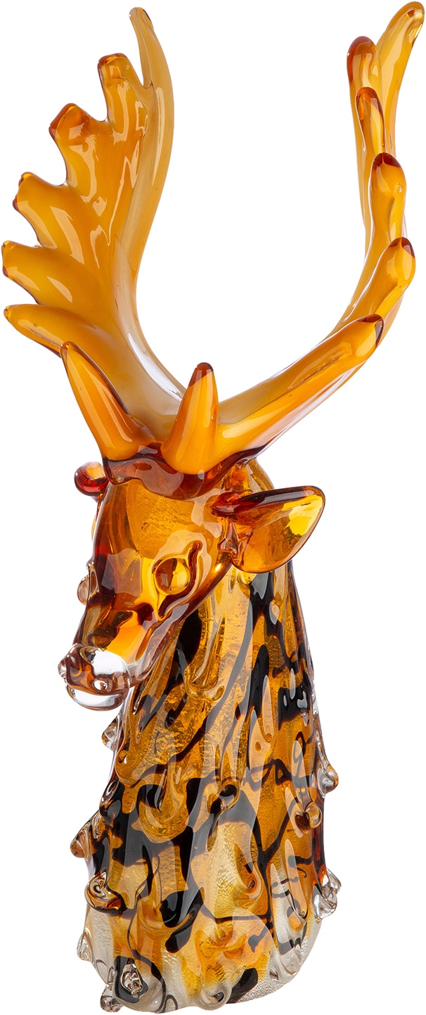 Image of GILDE Skulptur "Figur Elch Elke orange" Elch Tierfigur Glasfigur Designobjekt Winterdeko skandinavisch