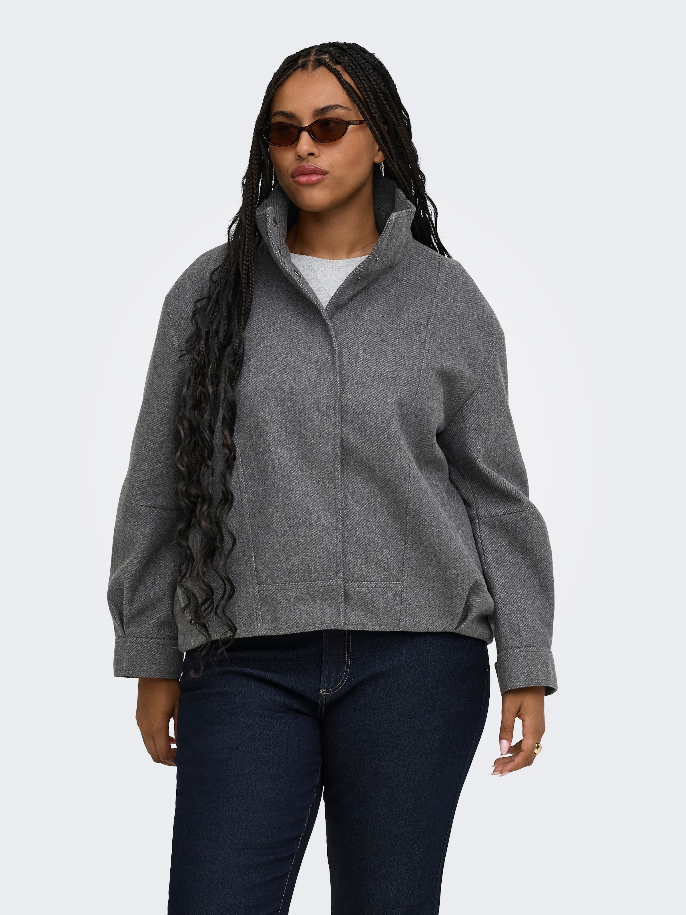 Image of ONLY CARMAKOMA Bomberjacke "CARASTA HIGH COLLAR BOMBER JACKET OTW" Kunstfaser