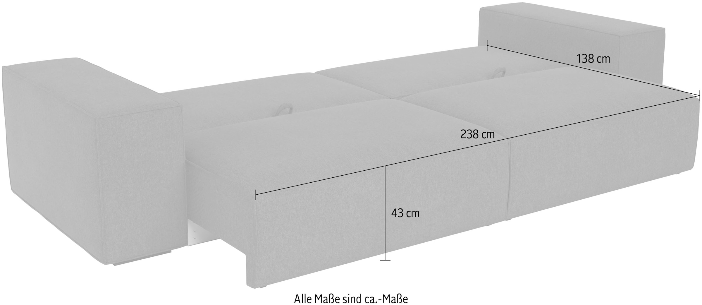 Trends by HG Canapé Big »Conor XXL, B: 312cm, Liegefläche: 138x 238cm, in Cord und Velours« avec fonction couchage et coffre de lit