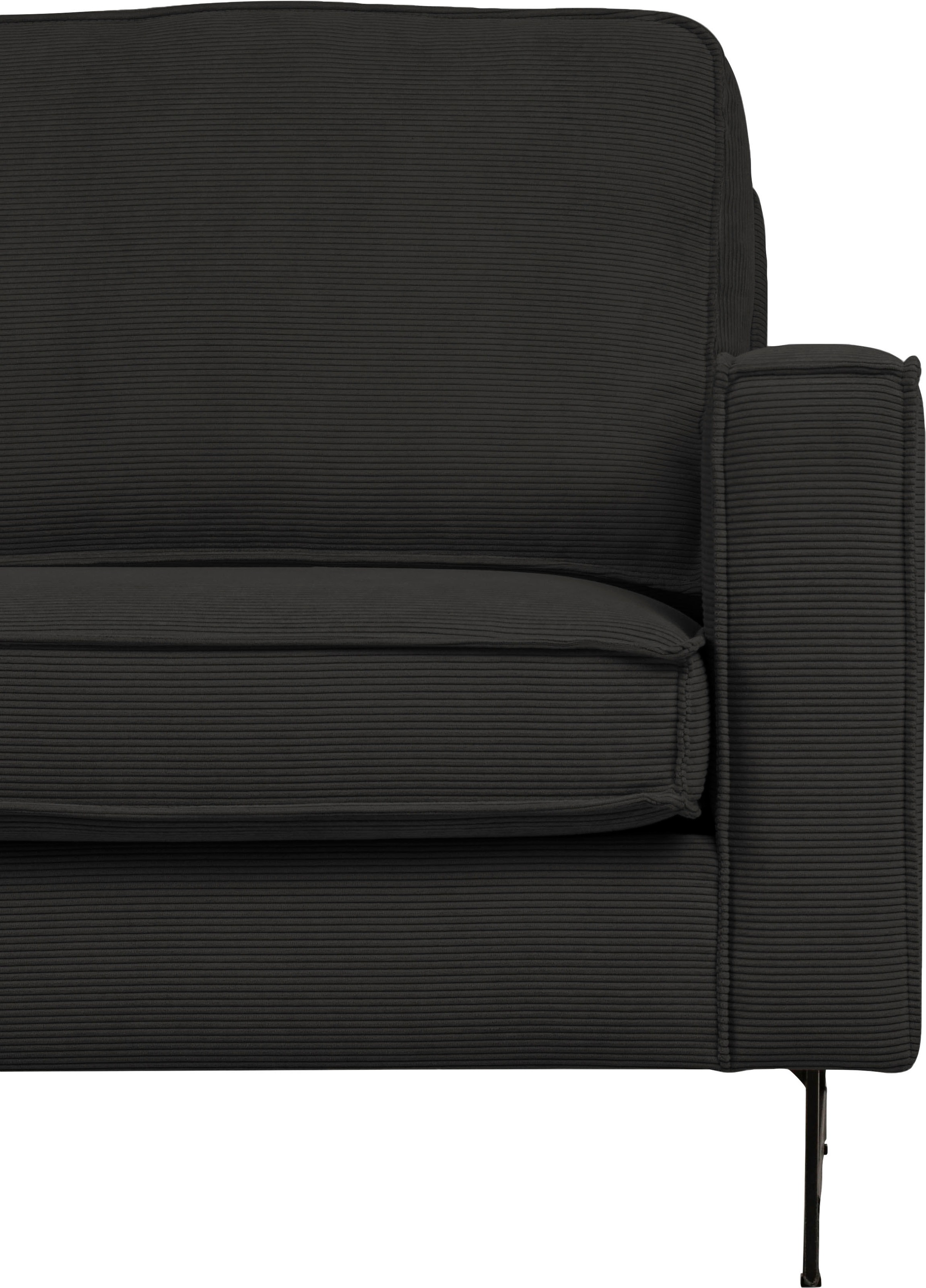 Places of Style Ecksofa »Pinto, 290 cm, Cord, Chenille, Lederoptik, Ottomane links / rechts«, mit Keder, schwarze Metallfüsse, Wellenunterfederung