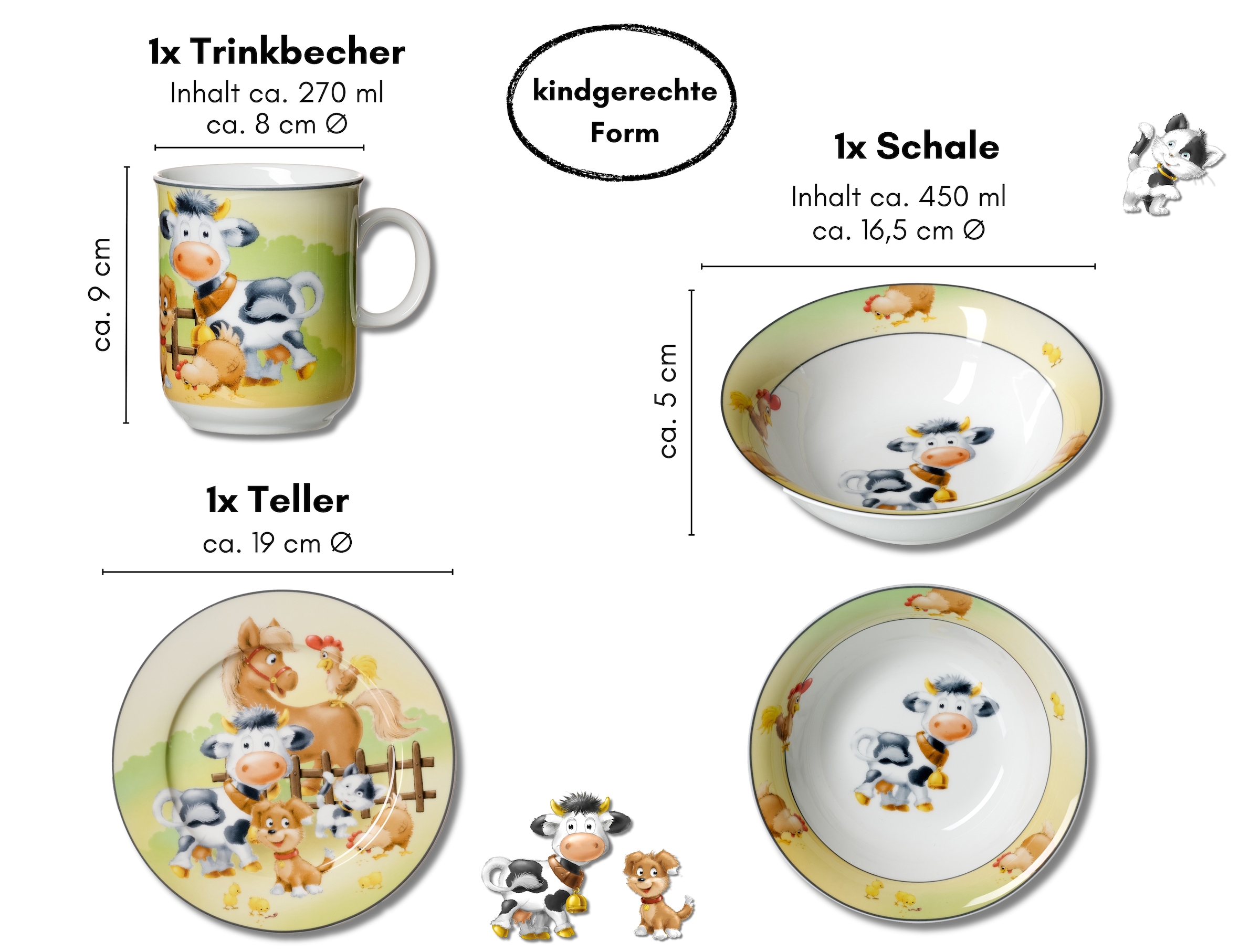Ritzenhoff & Breker Set de vaisselle pour enfants »Hoftiere« im Geschenkkarton