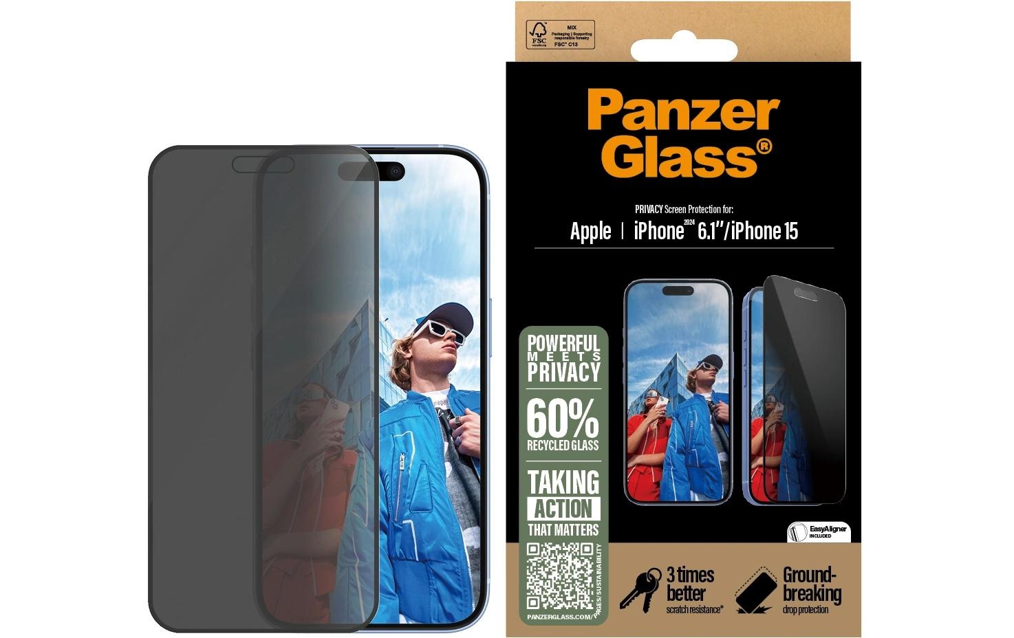 PanzerGlass Verre de protection d'écran »Ultra Wide Fit Privacy iPhone 16« für iPhone 16 1 cuis tlg.