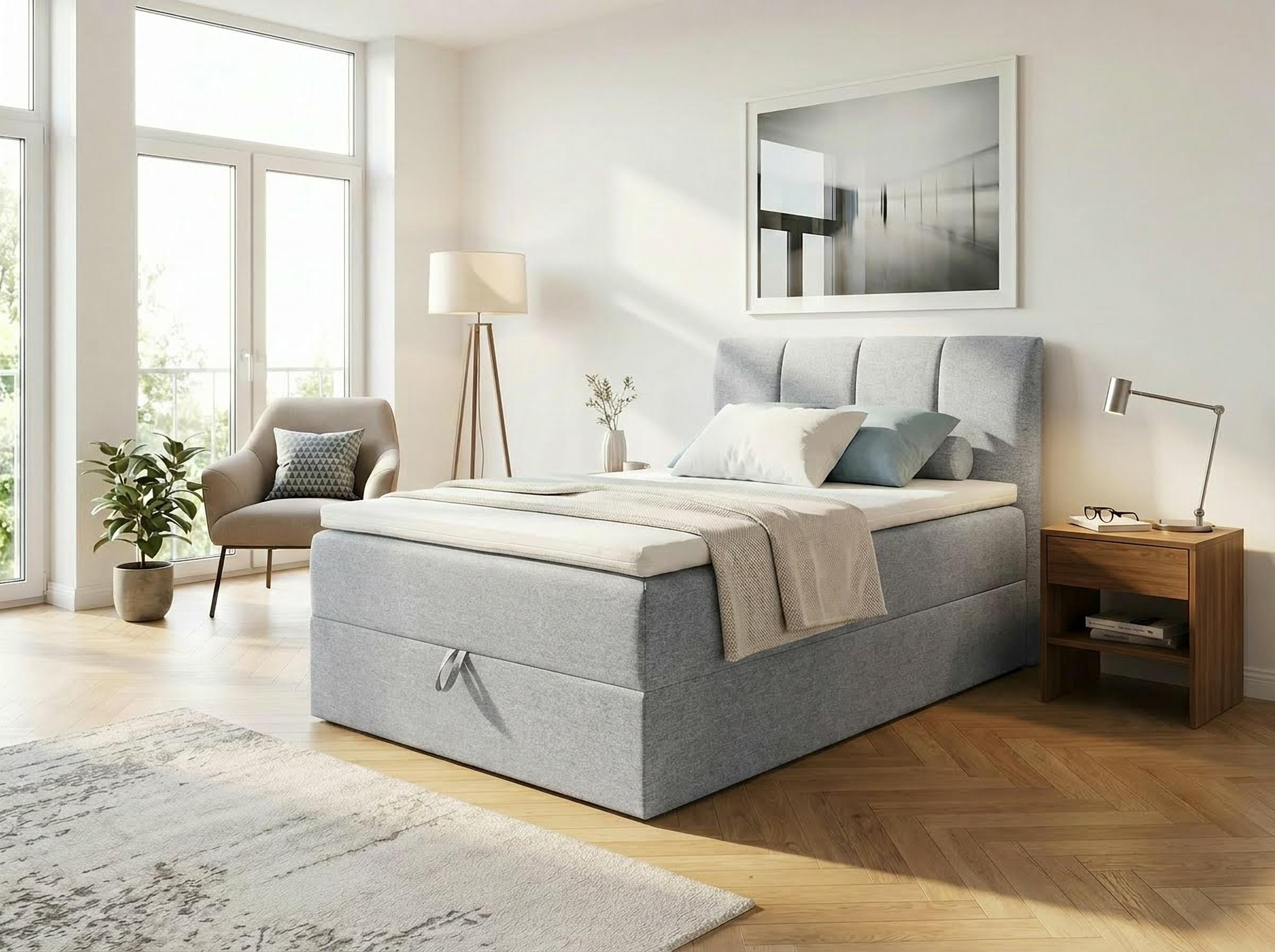 ED EXCITING DESIGN Lit de boxe »"Granada"  inkl. Bettkasten und Topper« disponible en tailles 120x200cm, 160x200cm & 180x200cm