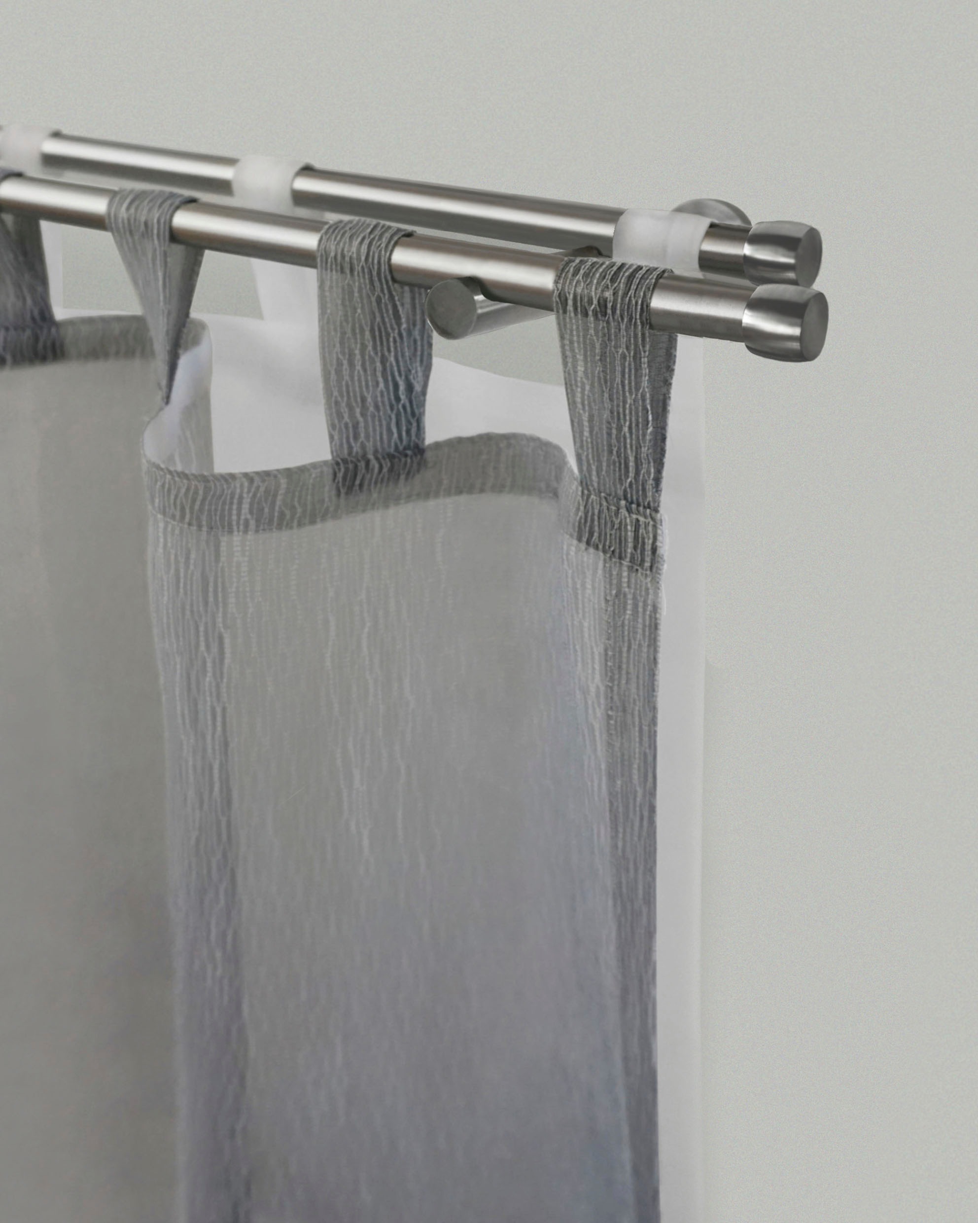 Image of GARESA Gardinenstange »KAPPE«, 2 läufig-läufig, Wunschmasslänge, Vorhanggarnitur, einfache Montage, mit Stangenverbinder verlängerbar, Wandmontage, Kappe, edelstahl optik, ohne Ringe bei Ackermann Versand Schweiz