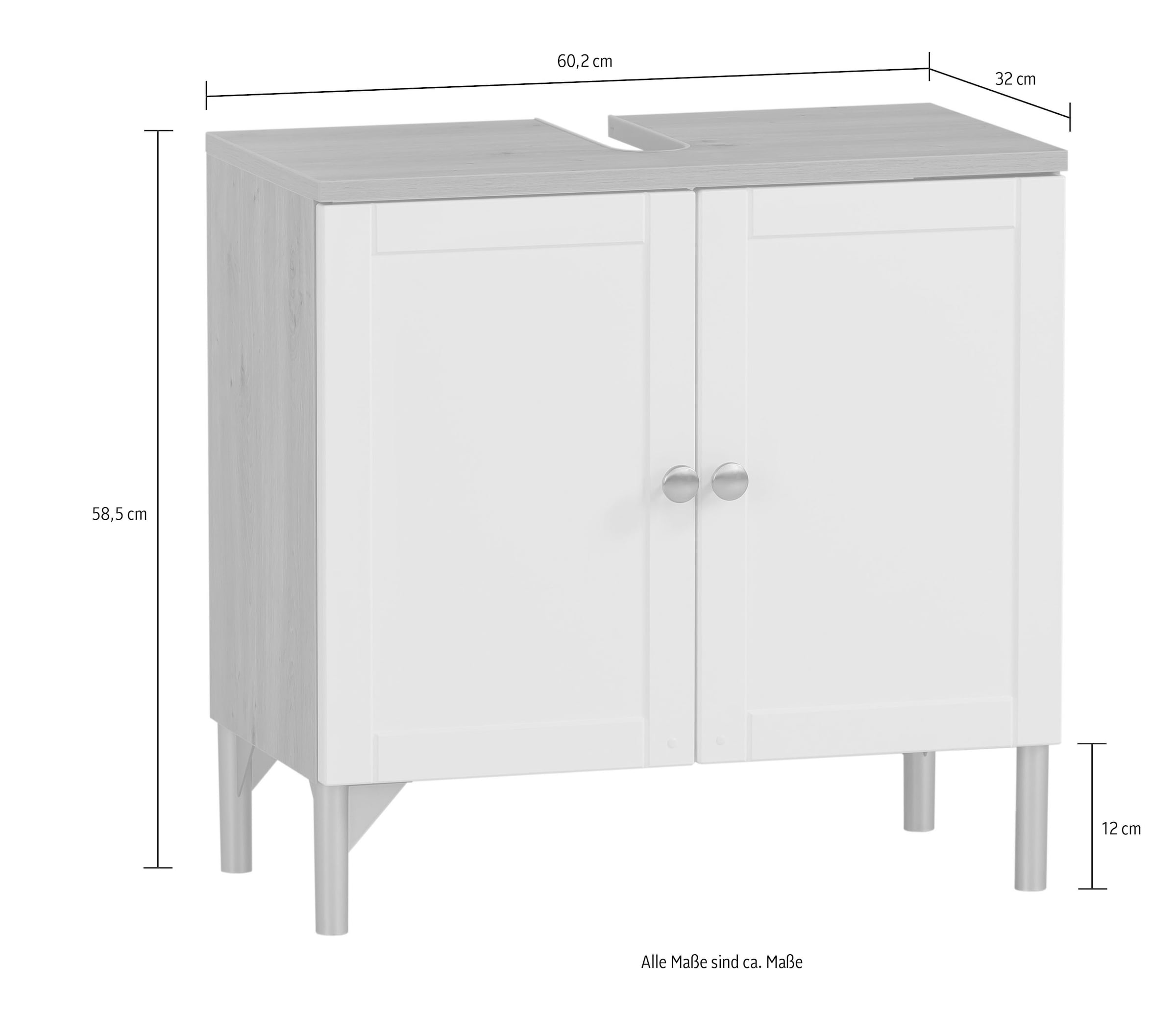 Schildmeyer Waschbeckenunterschrank »Jesper Breite 60,2 cm«, Türen in Landhausoptik, Griff und Beschläge aus Metall