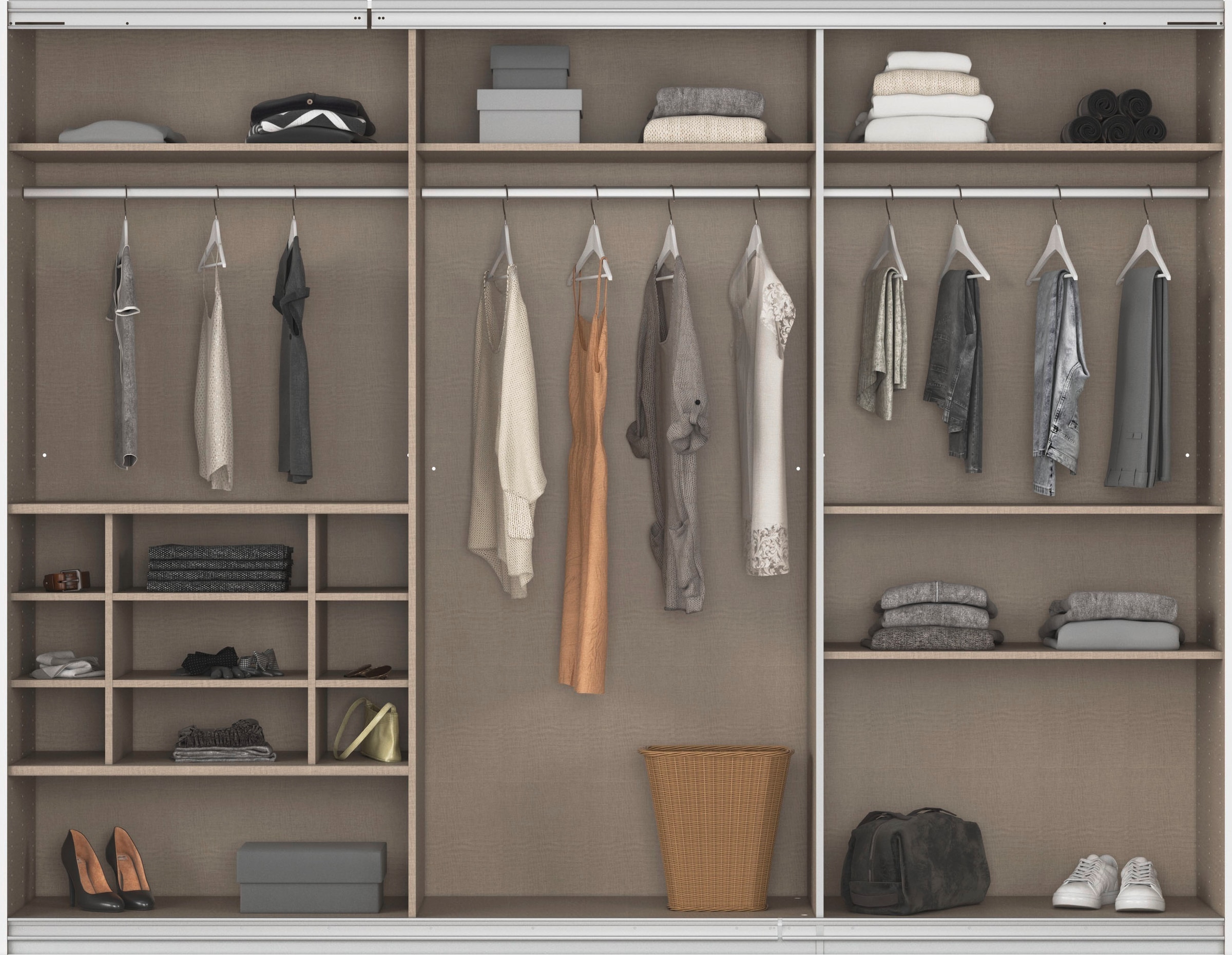 rauch Schwebetürenschrank »Kleiderschrank Schrank Garderobe Wäscheschrank TOMA«, inkl. Regaleinsatz sowie zusätzlichen Einlegeböden MADE IN GERMANY