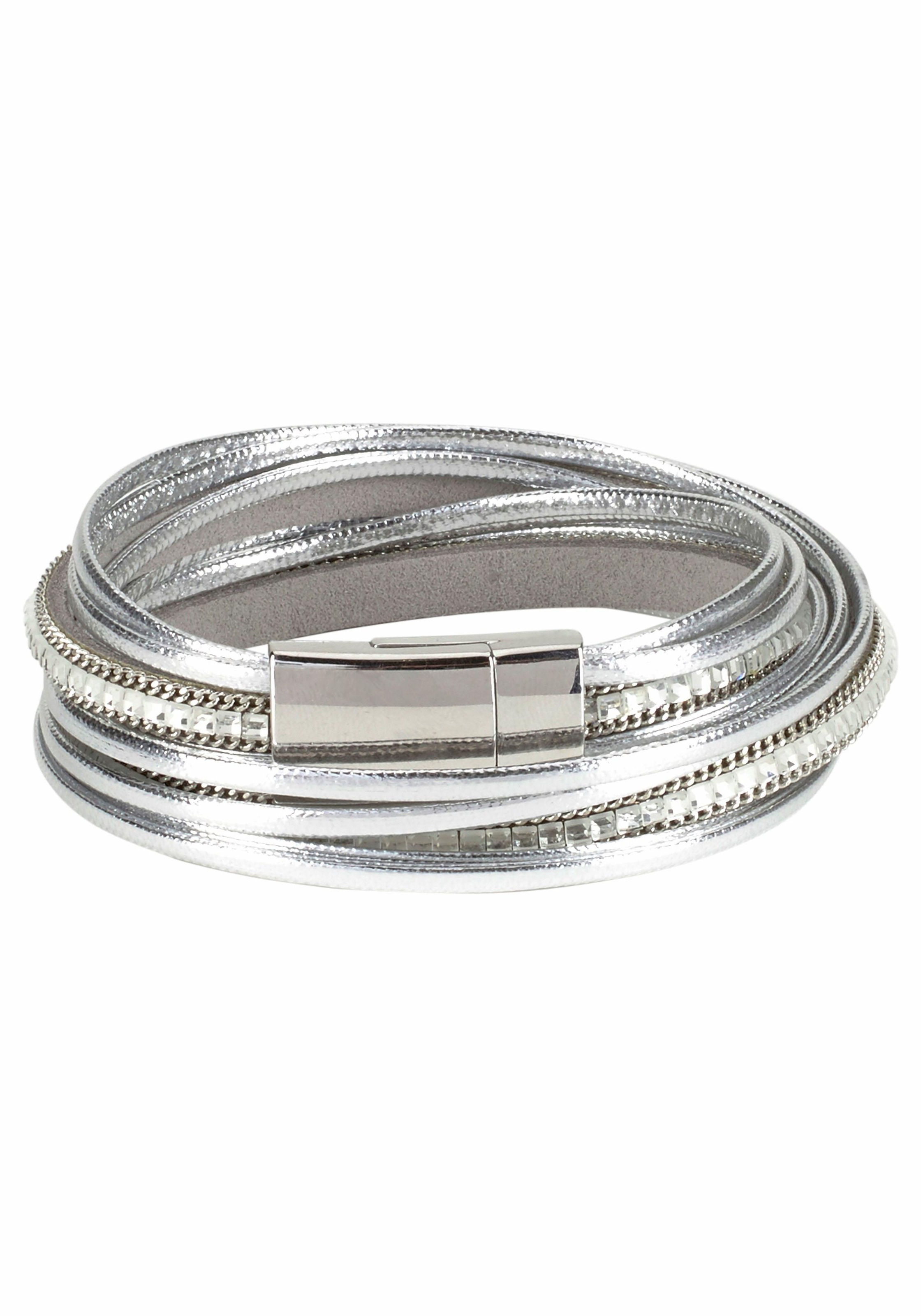 Firetti Wickelarmband "im Metallic Look" mit Glasstein