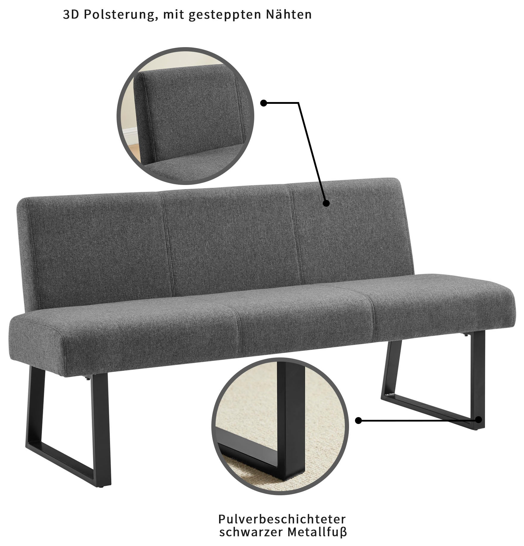 GOODproduct Essgruppe »Gellina« Set, 4 tlg. ausziehbarer Esstisch, Freischwinger, Sitzbank mit Rückenlehne