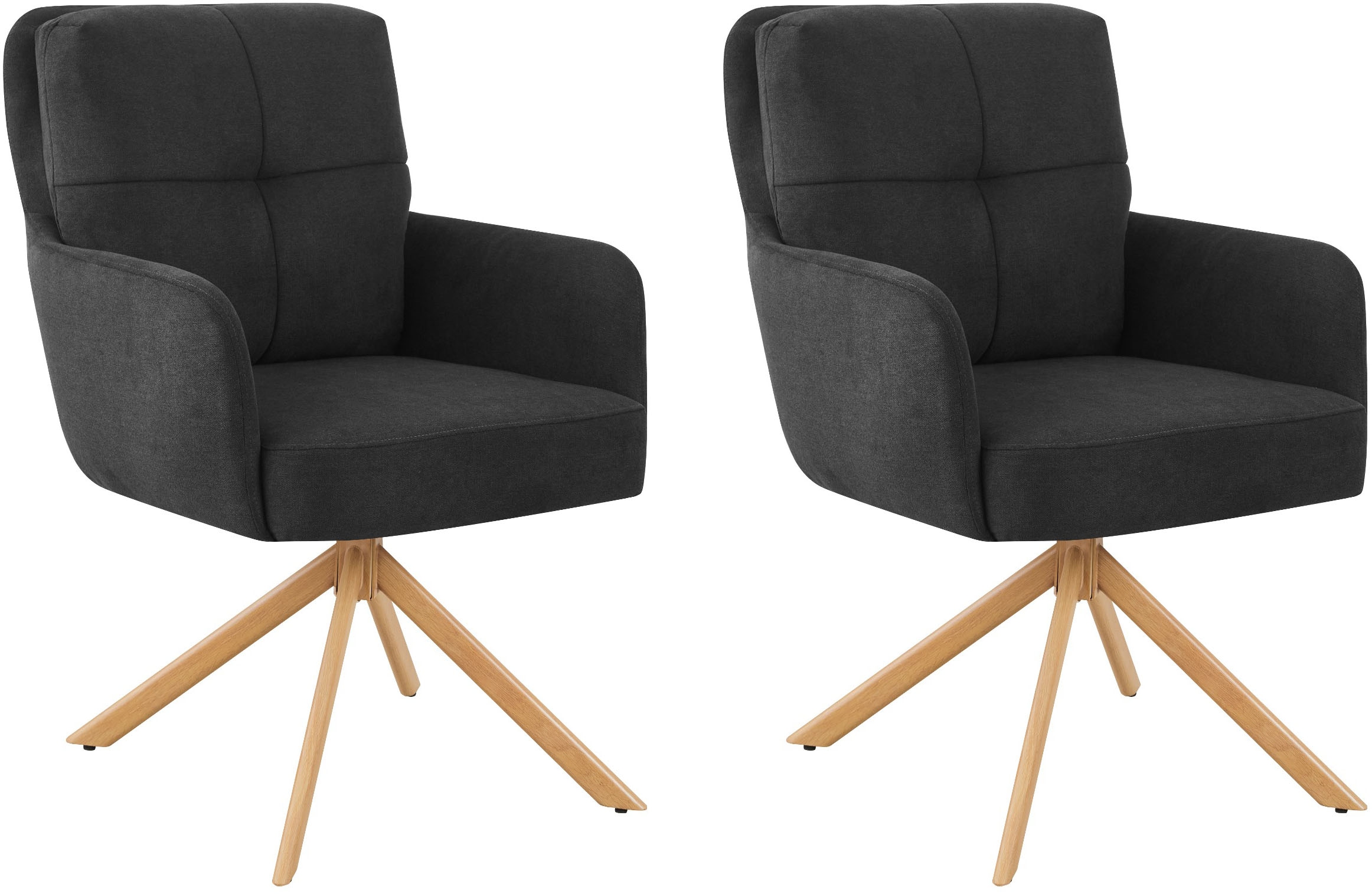 GOODproduct Chaise de salle à manger »Miami, 2er-Set, Federkern« (Ensemble) 2 cuisgemütlicher Armlehnstuhl mit Federkern, Fein-Webstoff und Holzoptik
