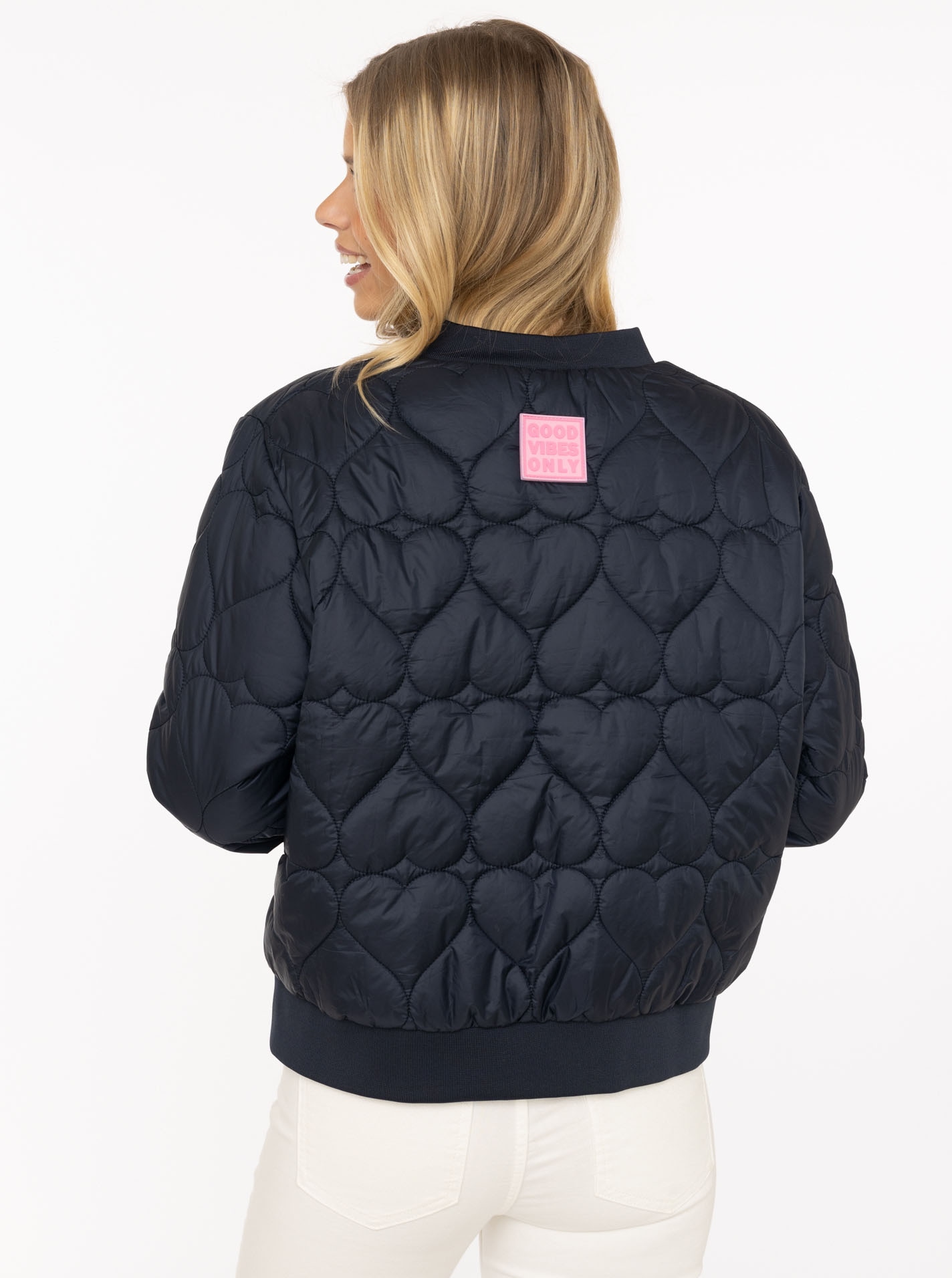 Zwillingsherz Veste bomber »"Be Happy"« ohne Kapuze modisch, Kontrastdetails, regular fit, langärmelig, mit Herzsticker