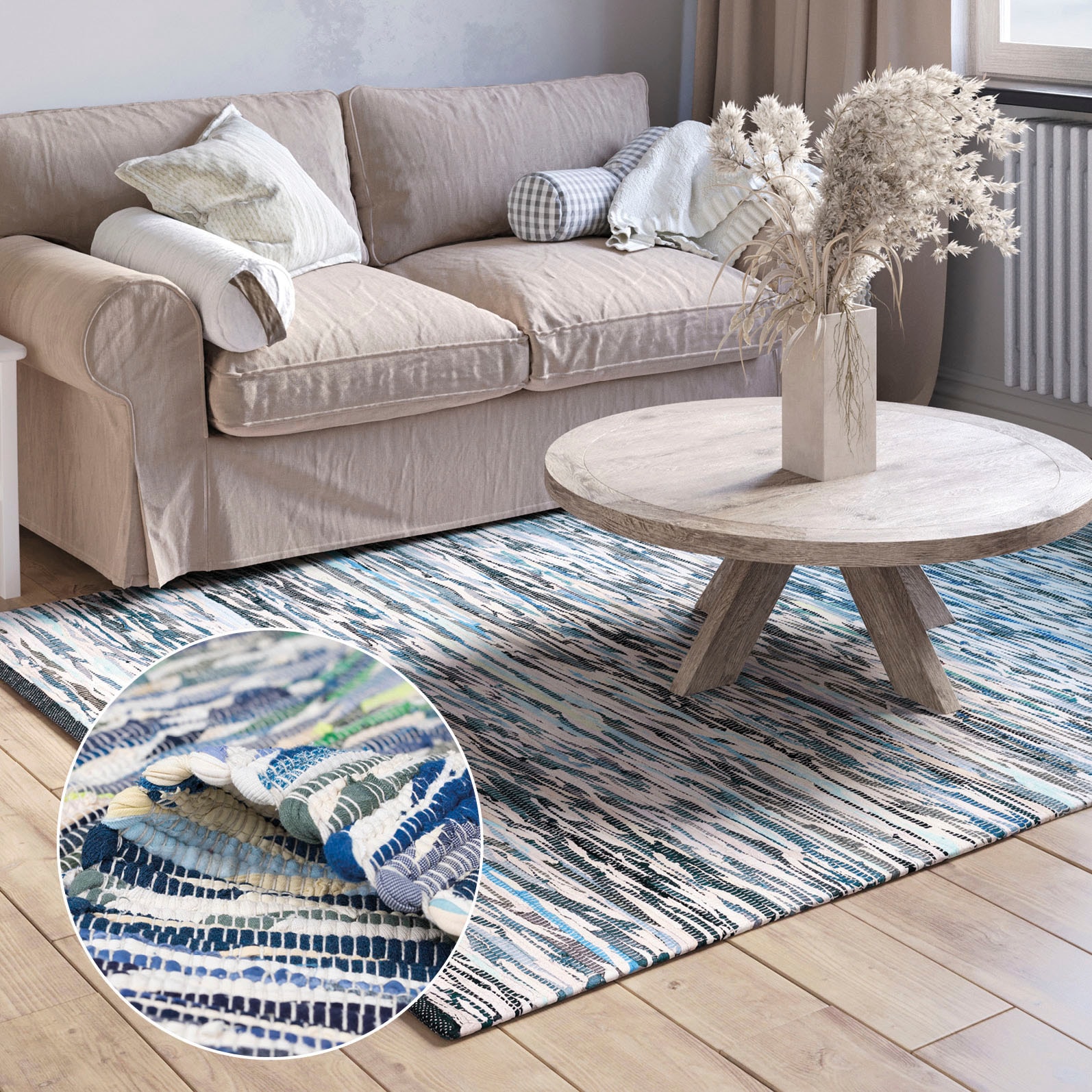 Image of Myflair Möbel & Accessoires Teppich "Ameer" rechteckig 10 mm Höhe Handweb Teppich, 90% Baumwolle, handgewebt, Scandi