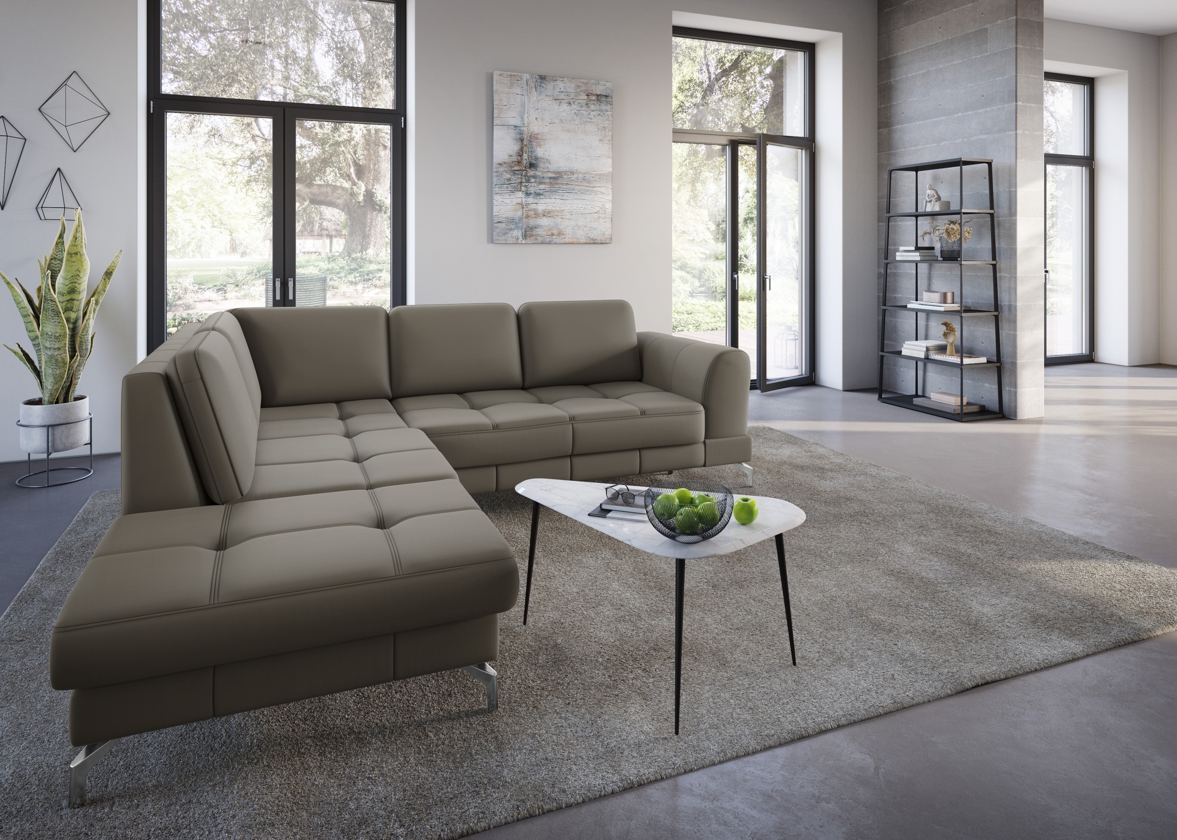 sit&more Ecksofa »Bendigo L-Form«, inklusive Sitztiefenverstellung, Bodenfreiheit 12 cm, in 2 Fussfarben