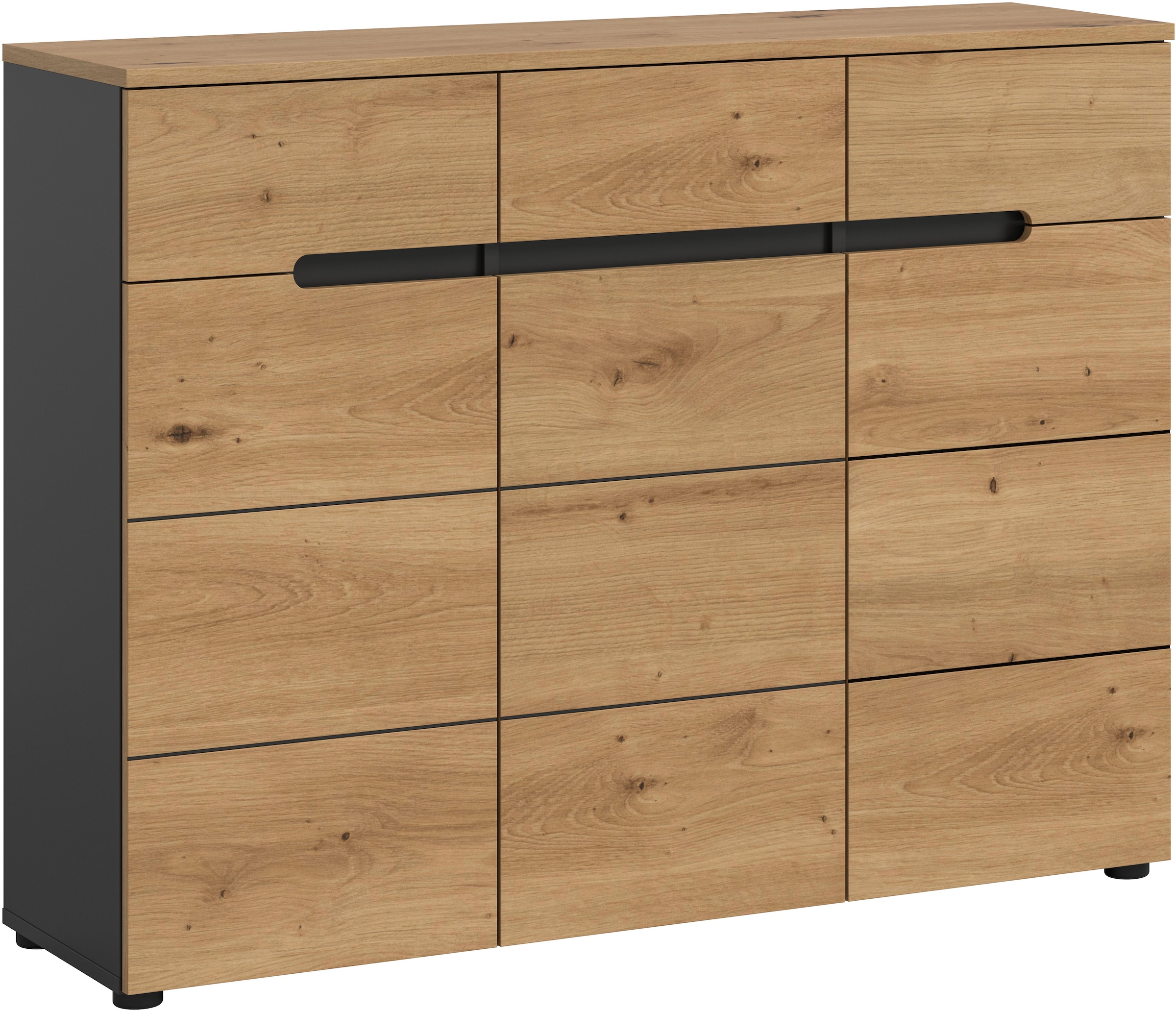 Home affaire Garderobenschrank »REHAT, TOPSELLER!, Breite 120 cm, 3 Türen, 3 Schubkästen, 12 Fächer« in verschiedenen Farben erhältlich, Platz für ca. 24 Paar Schuhe, 1 Stk. tlg. Schuhschrank, Kommode, Schuhkommode, Anrichte, Sideboard