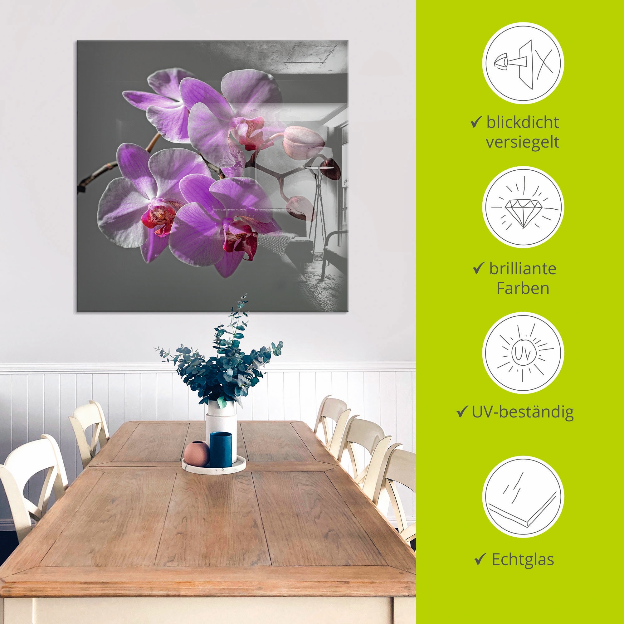 Artland Glasbild »Orchideentraum«, Blumen, (1 St.), in verschiedenen Grössen