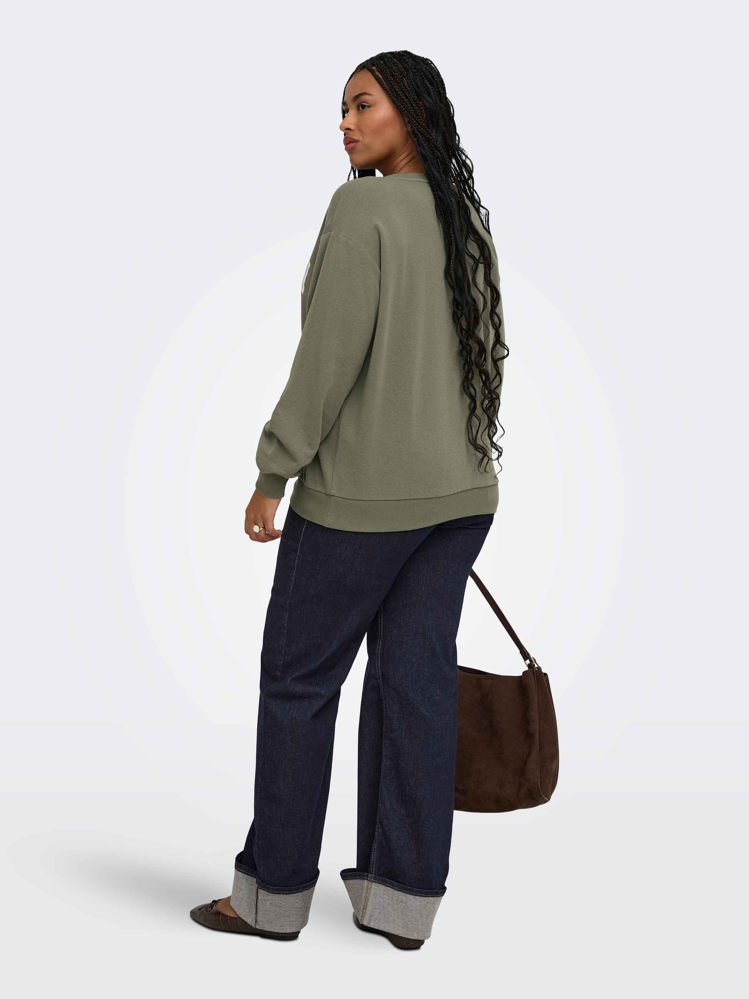ONLY CARMAKOMA »CARAMELIA LS O-NECK SWEAT JRS«, mélange coton, coupe régulière
