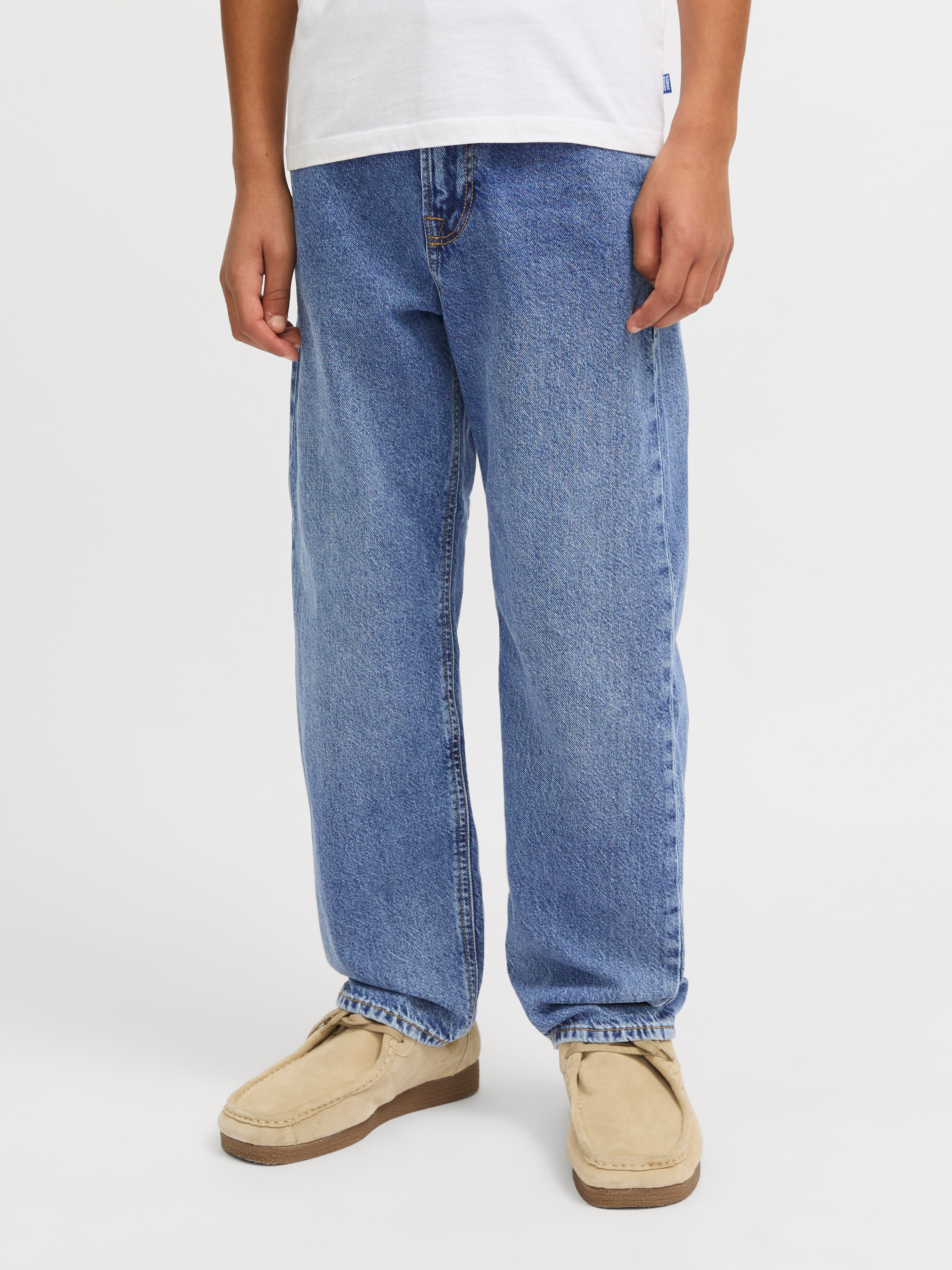 Image of Jack & Jones Junior Relax-fit-Jeans "JJICHRIS mit Abriebeffekten und hohem Tragekomfort" Abriebeffekte, modisch, relaxed fit, Denim