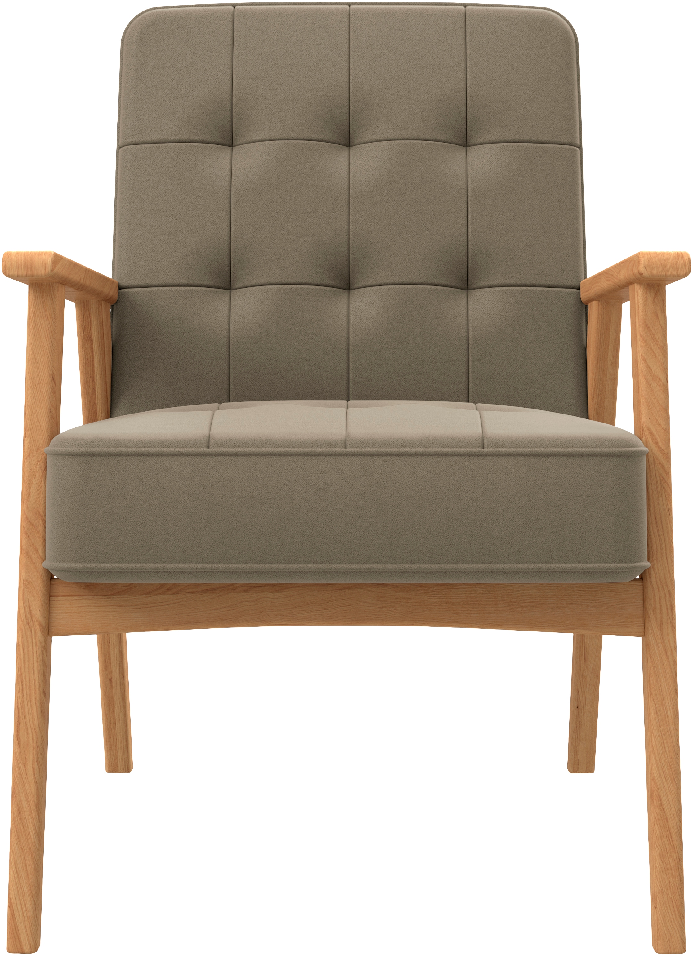 andas Sessel »Alvared«, Wellenunterfederung für hohen Sitzkomfort, Eiche-Massivholz in natur