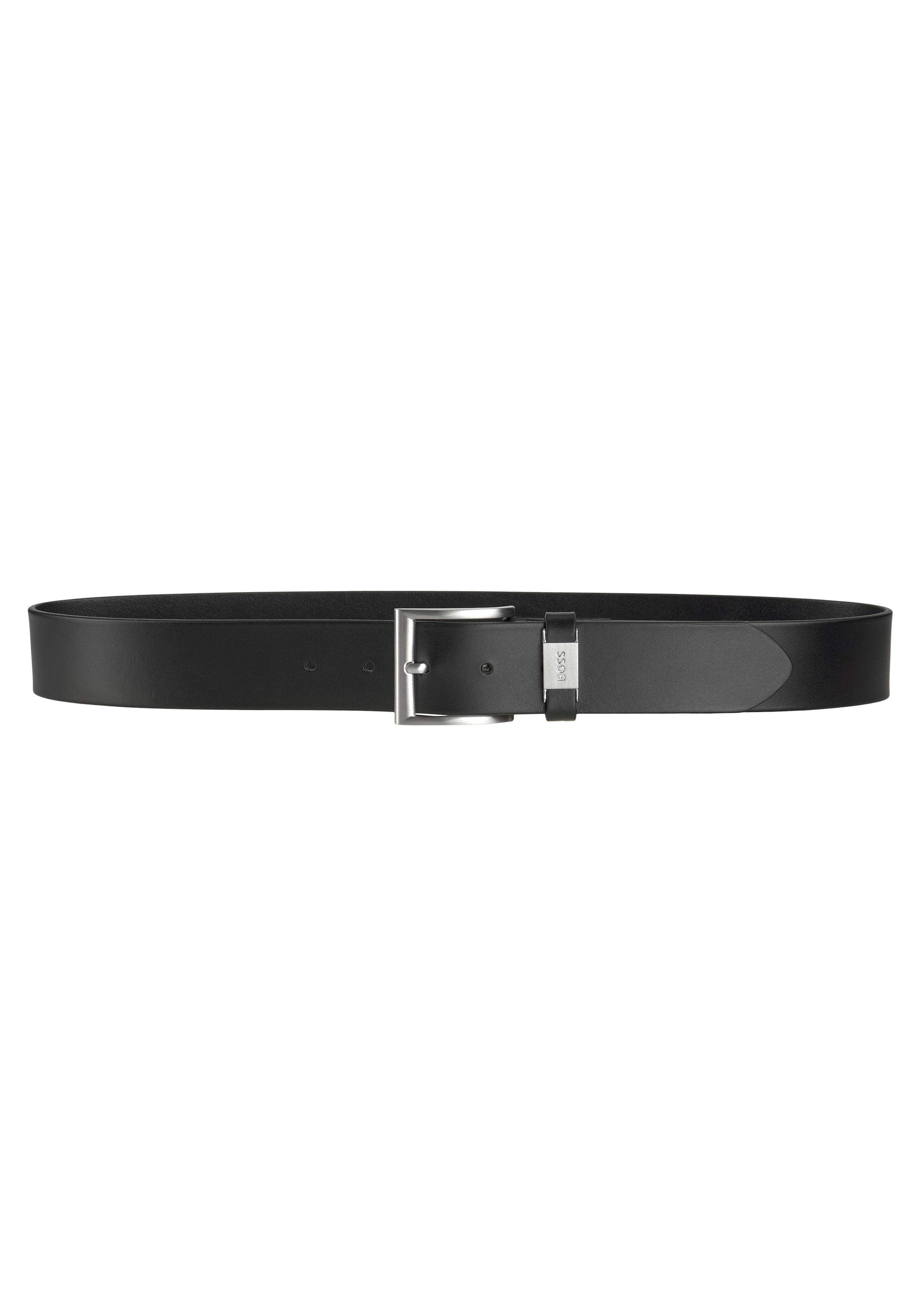 BOSS Ceinture en cuir »Connio« fermoir argenté & logo sur la boucle