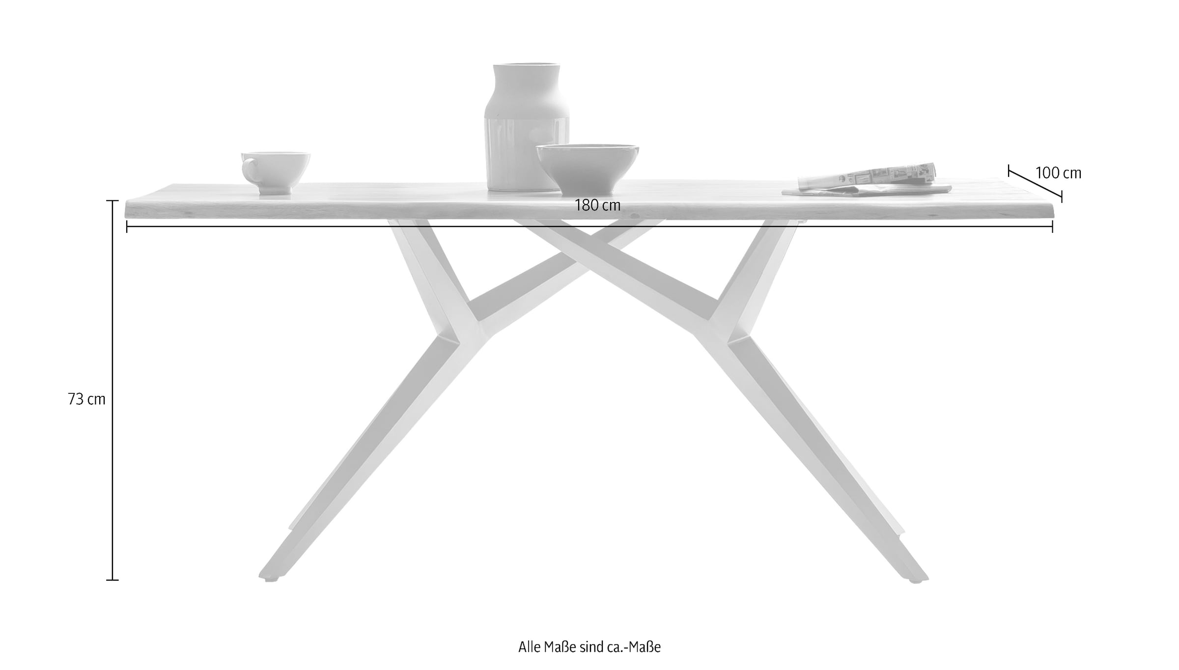 SIT Table de salle à manger »Aarau Wildeiche geölt mit Metallgestell Industrial« chêne sauvage avec lamelles continues et structure Factory