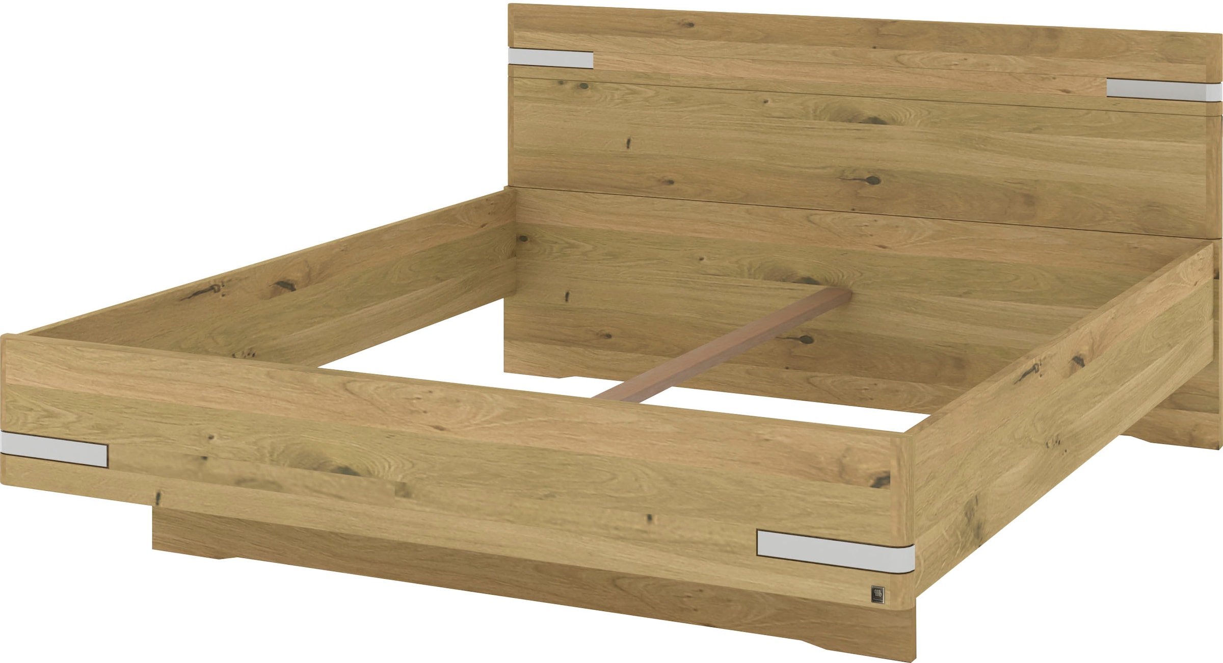 Musterring Holzbett »Savona, Bettgestell, Bettrahmen, teilmassiv Bianco-Eiche« Belastbarkeit 220 Kg, 4-fache Liegehöhenverstellung, MADE IN GERMANY,  Kopfteil in Bianco-Eiche massiv, Details in Chrom, verschiedene Grössen