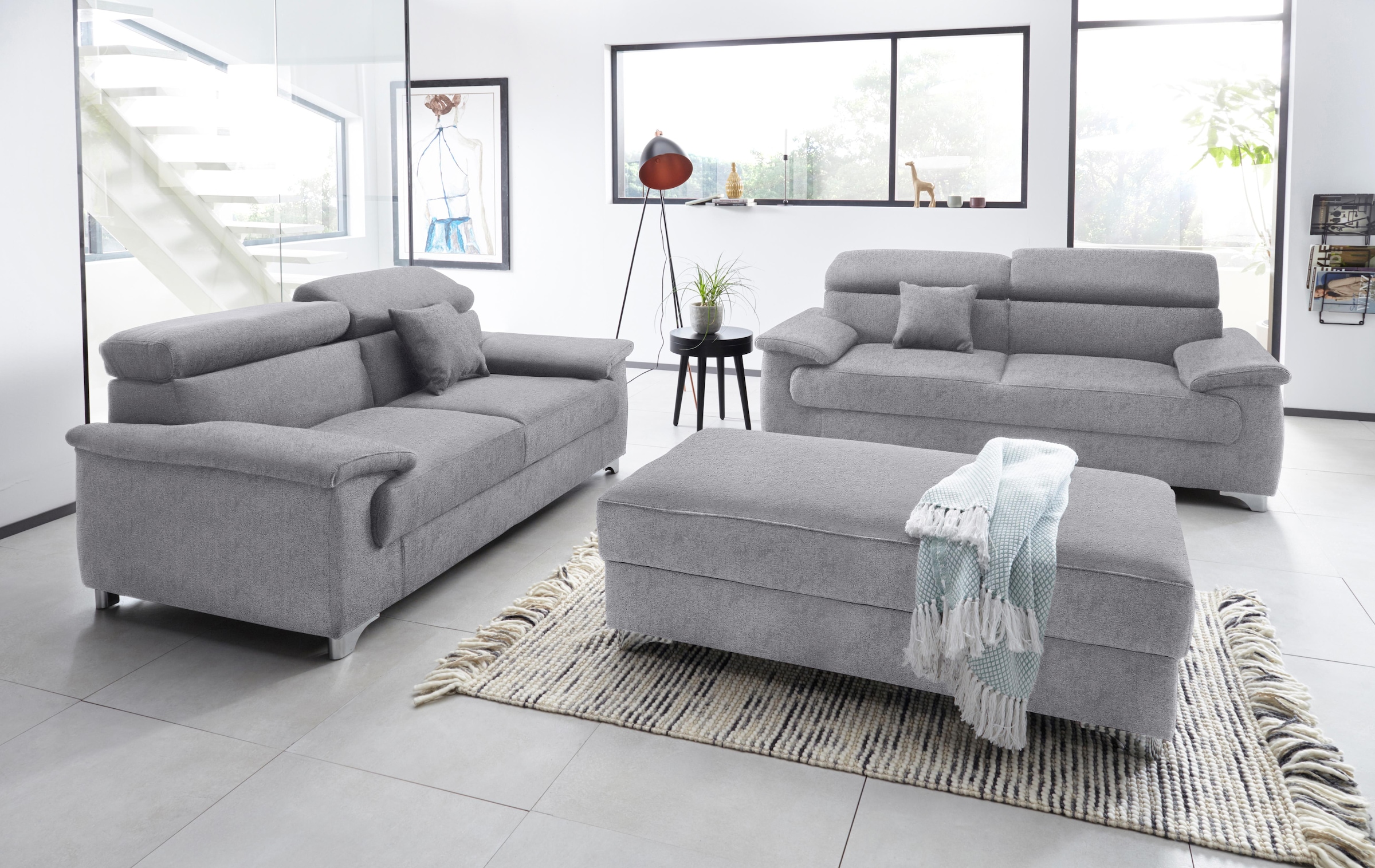 DOMO collection 2-Sitzer »Mira inklusive Kopfteilverstellung für mehr Wohlfühlkomfort«, elegant und modern, komfortabel, frei im Raum stellbar