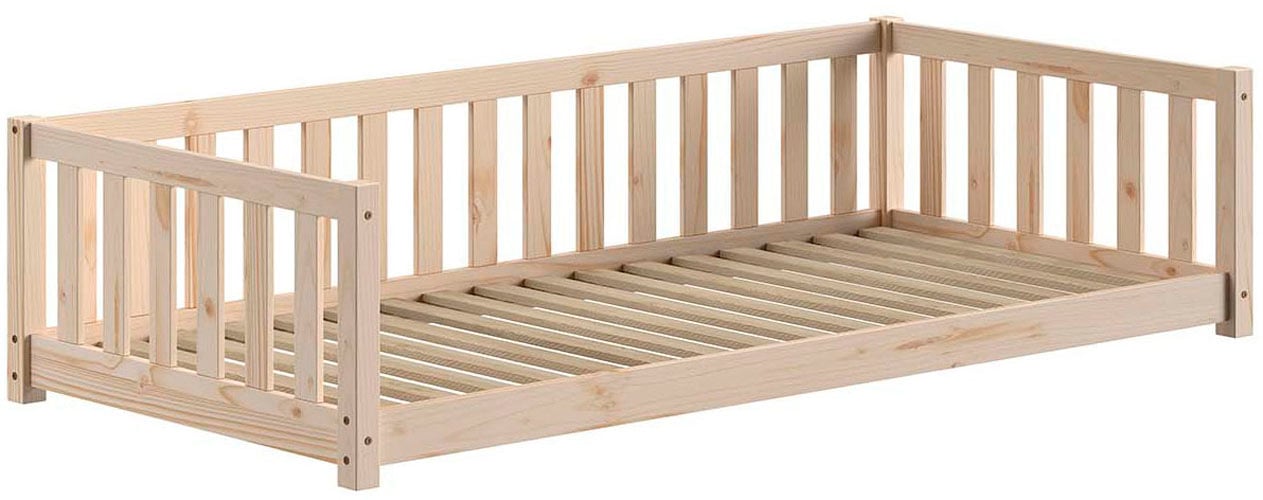 Vipack Daybett »Dallas Massiv Bett mit Rausfallschutz umbaubar vom Boden- zum Daybett« mit Bettschublade, wahlweise Kiefer massiv natur oder weiss