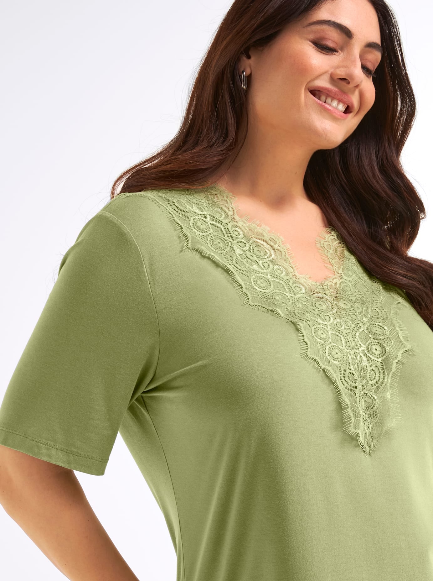 Sheego Chemise en dentelle »Halbarmshirt« 1