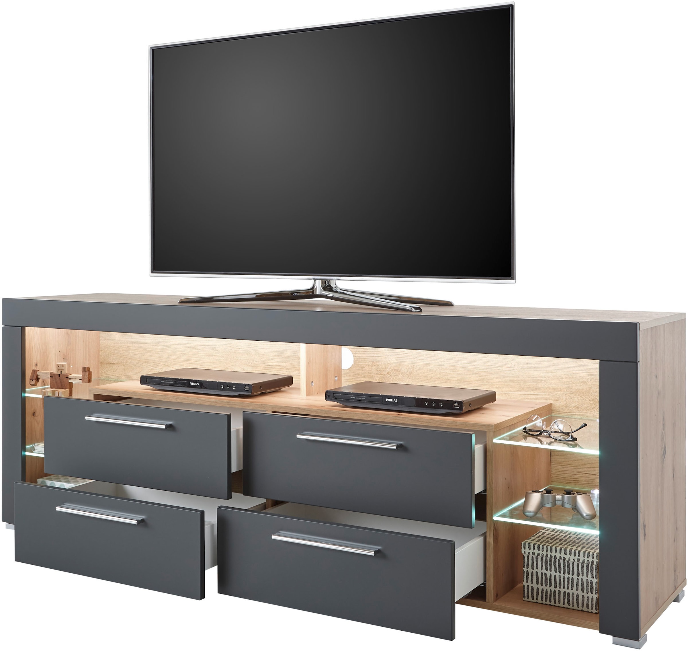 Stolkom Meuble TV »Goal« 4 Schubkästen, 6 offenen Fächern, Stellmass 179/66/44 cm