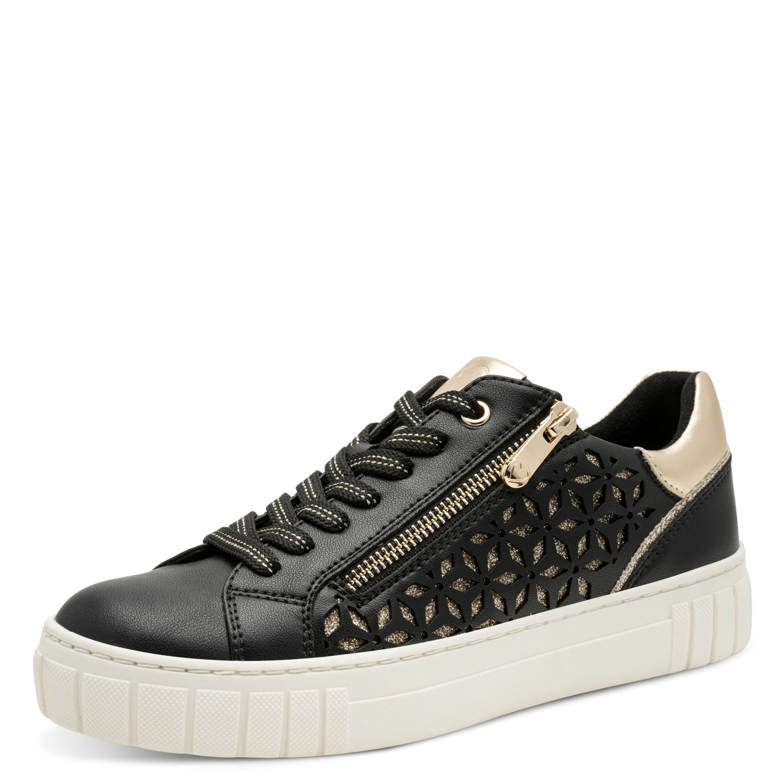 Image of MARCO TOZZI Plateausneaker, Freizeitschuh, Halbschuh, Schnürschuh mit unterlegtem Lochmuster