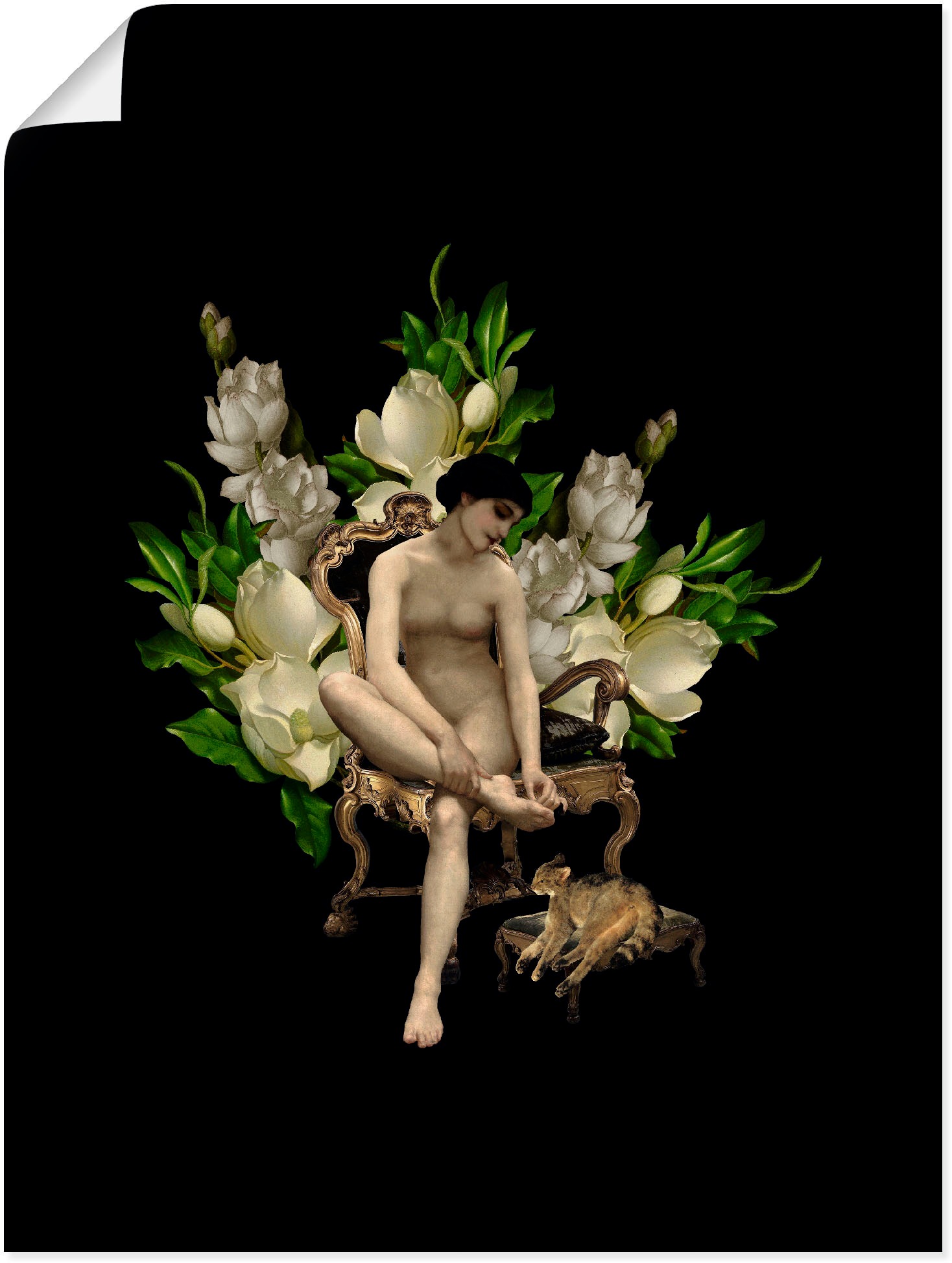 Image of Artland Wandbild »Venus mit Katze und Magnolien«, Gottes Bilder, (1 St.), in vielen Grössen & Produktarten - Alubild / Outdoorbild für den Aussenbereich, Leinwandbild, Poster, Wandaufkleber / Wandtattoo auch für Badezimmer geeignet bei Ackermann Versand S
