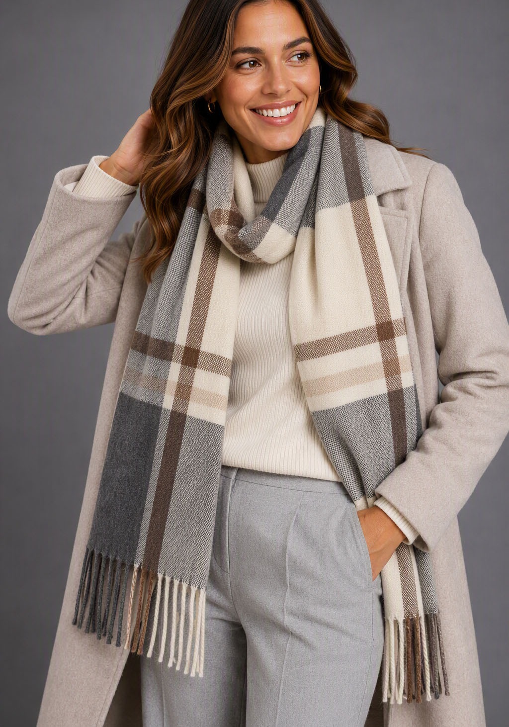 Laura Scott Schal Webmaterial, kariertes Muster, für Herren und Damen