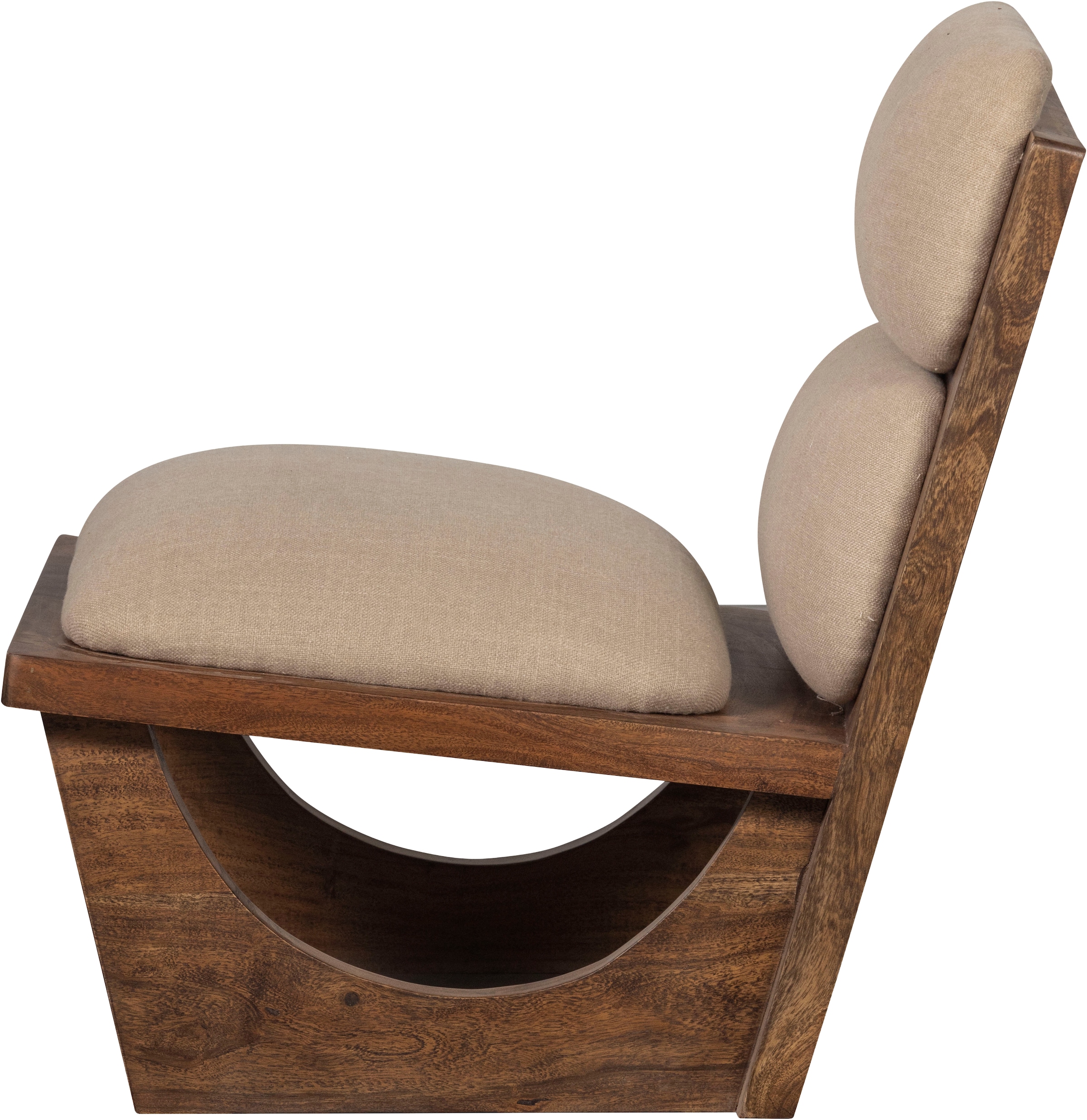 WOOOD Loungesessel »Opulent mit Bouclé-Bezug und Akazienholz-Gestell B 70 x T 80 x H 75 cm« Sichtbare Maserung, Tragkraft 150 kg, vollständig montiert geliefert