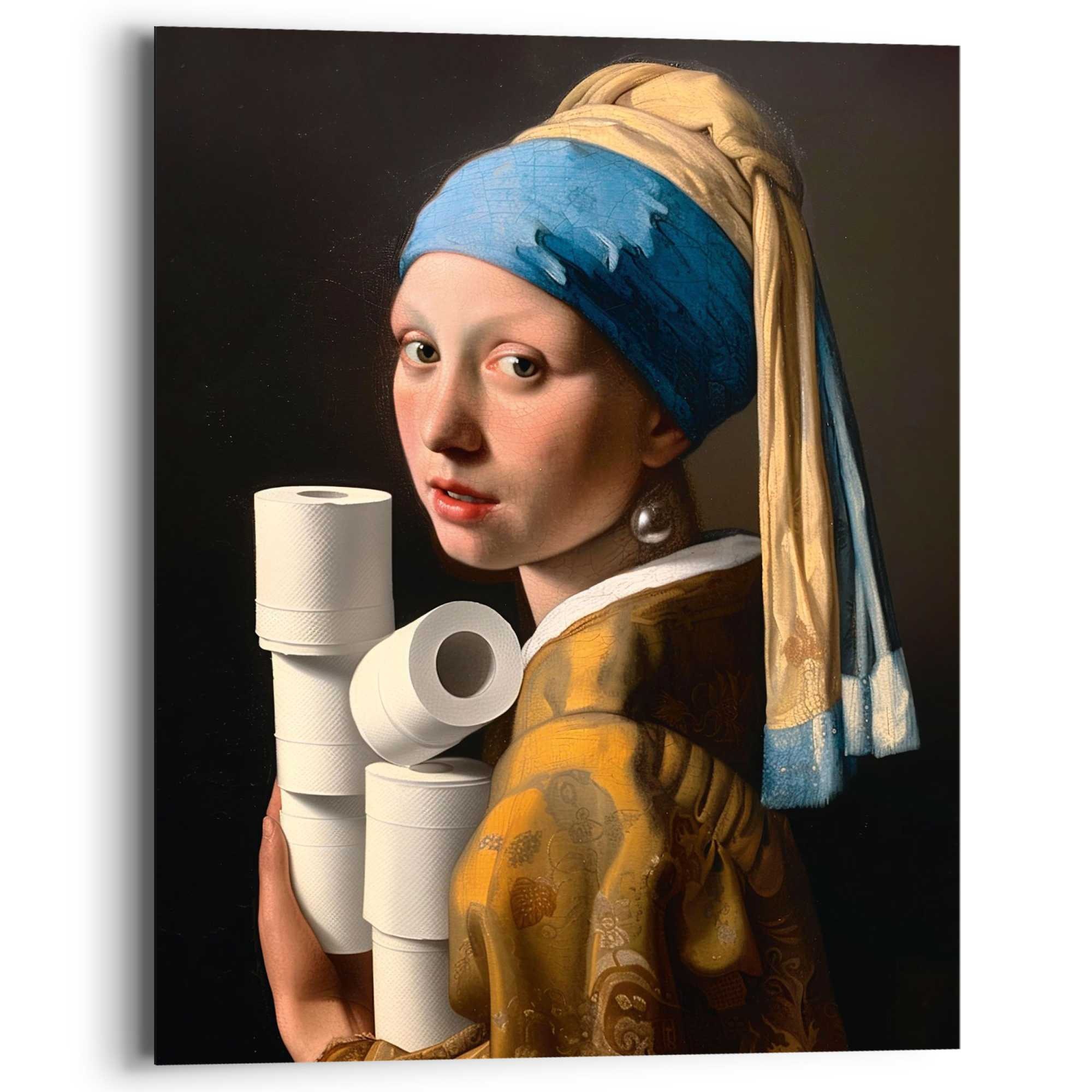Image of Reinders Deco-Panel "Toiletpaper Girl" Toilette - Blau - MDF - Kunst - 40x50 cm
