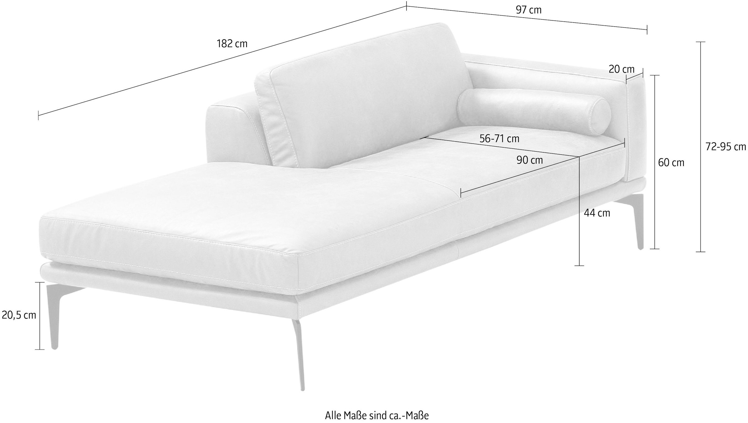 Egoitaliano Ottomane »Masu, Design trifft super Sitzkomfort, mit toller Detailverarbeitung« Rückenkissen und Armteilrolle für mehr Komfort, mit Metallfüssen